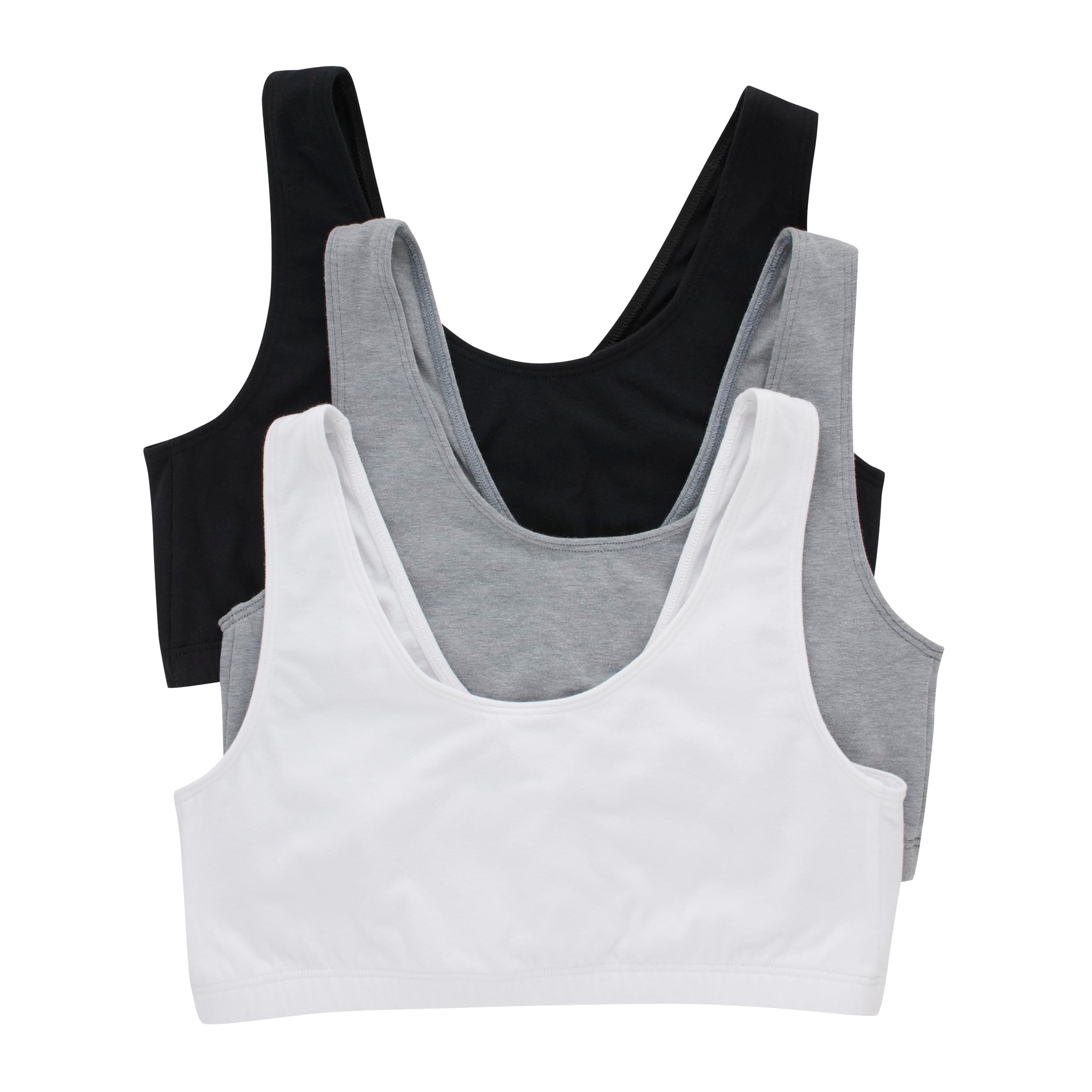 Hanes Women's Pack, Cotton Scoopneck Bralette, Low-Impact Sports Bra, 3-Pack