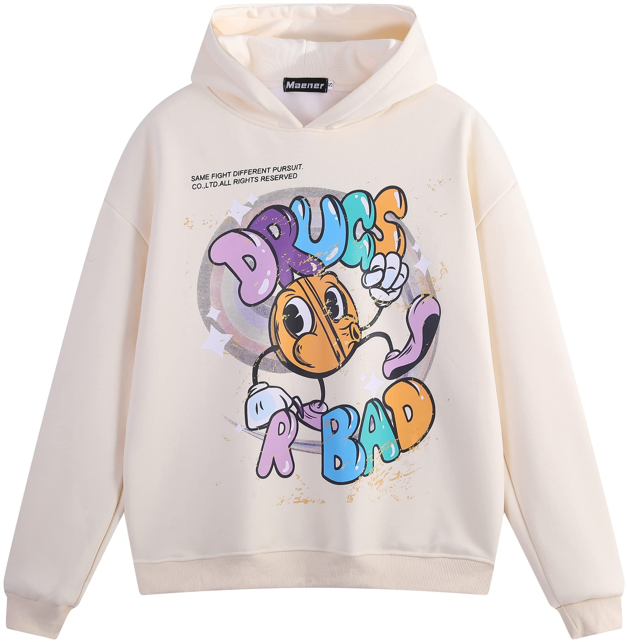 Maener Cartoon Graphic Hooded Sweatshirt for Men and Women