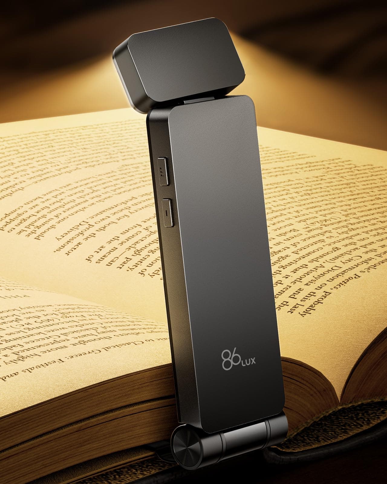 86lux Reading Lamp Book Clamp, Rechargeable Book Lamp for Reading in Bed, Ultralight LED Clamp Lamp with 3 Amber Colours and Continuous Dimming for Night Reading for Book Lovers, Children, Grey