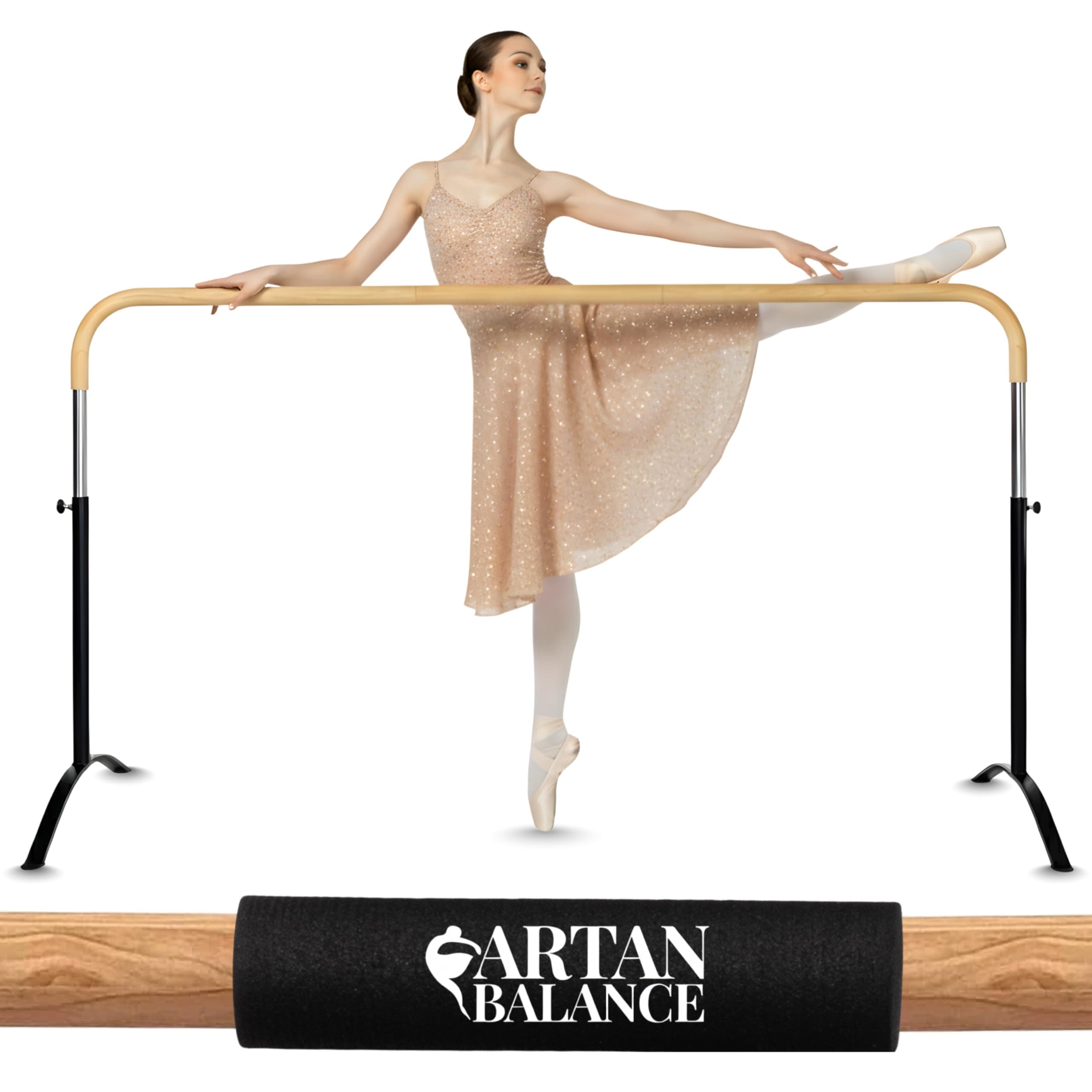 Portable Ballet Barre for Home or Studio – Adjustable Freestanding Curved Dance Bar for Kids & Adults, Ideal for Stretch, Pilates, Dance & Active Workouts White