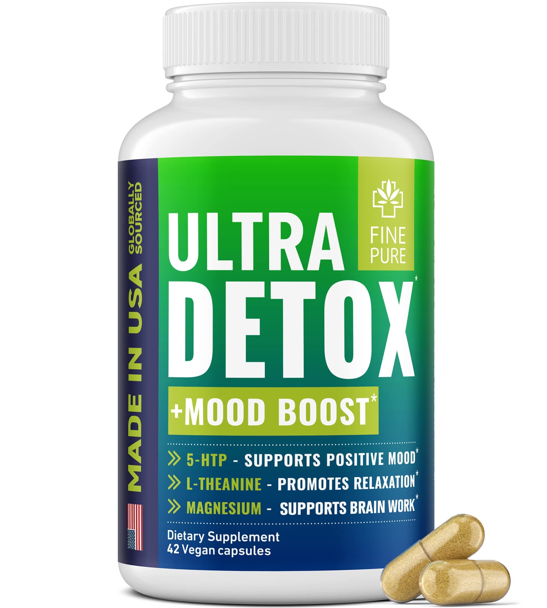 Detox Herbal Supplement - Made in USA - Potent Liver & Urinary Tract Cleanse Supplement for Toxin Removal, Better Mood and Overall Health - Premium Natural & Organic Ingredients - 42 Capsules