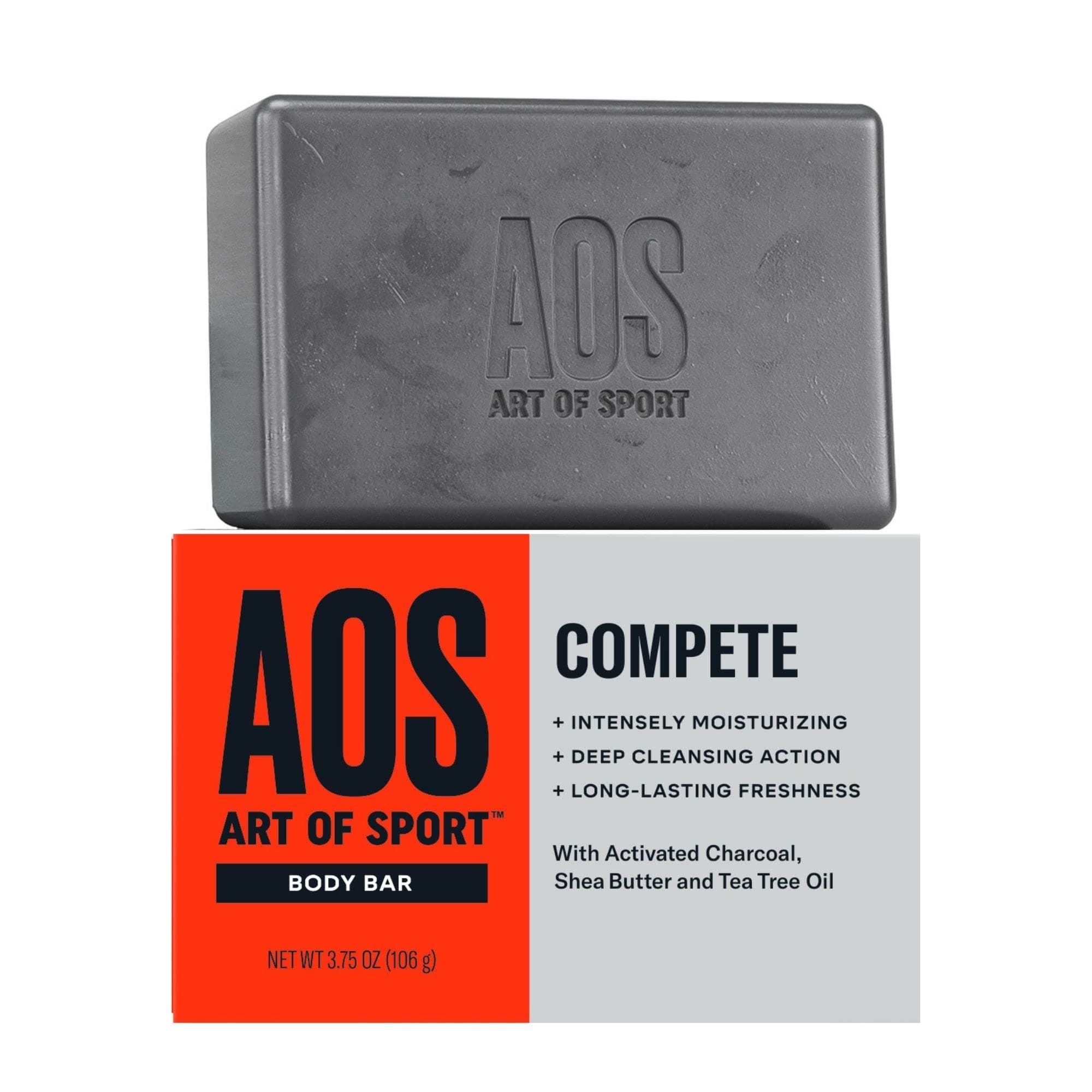 Art of Sport Body Bar Soap (2-Pack), Compete Scent, with Activated Charcoal, Tea Tree Oil, and Shea Butter, 3.75 oz