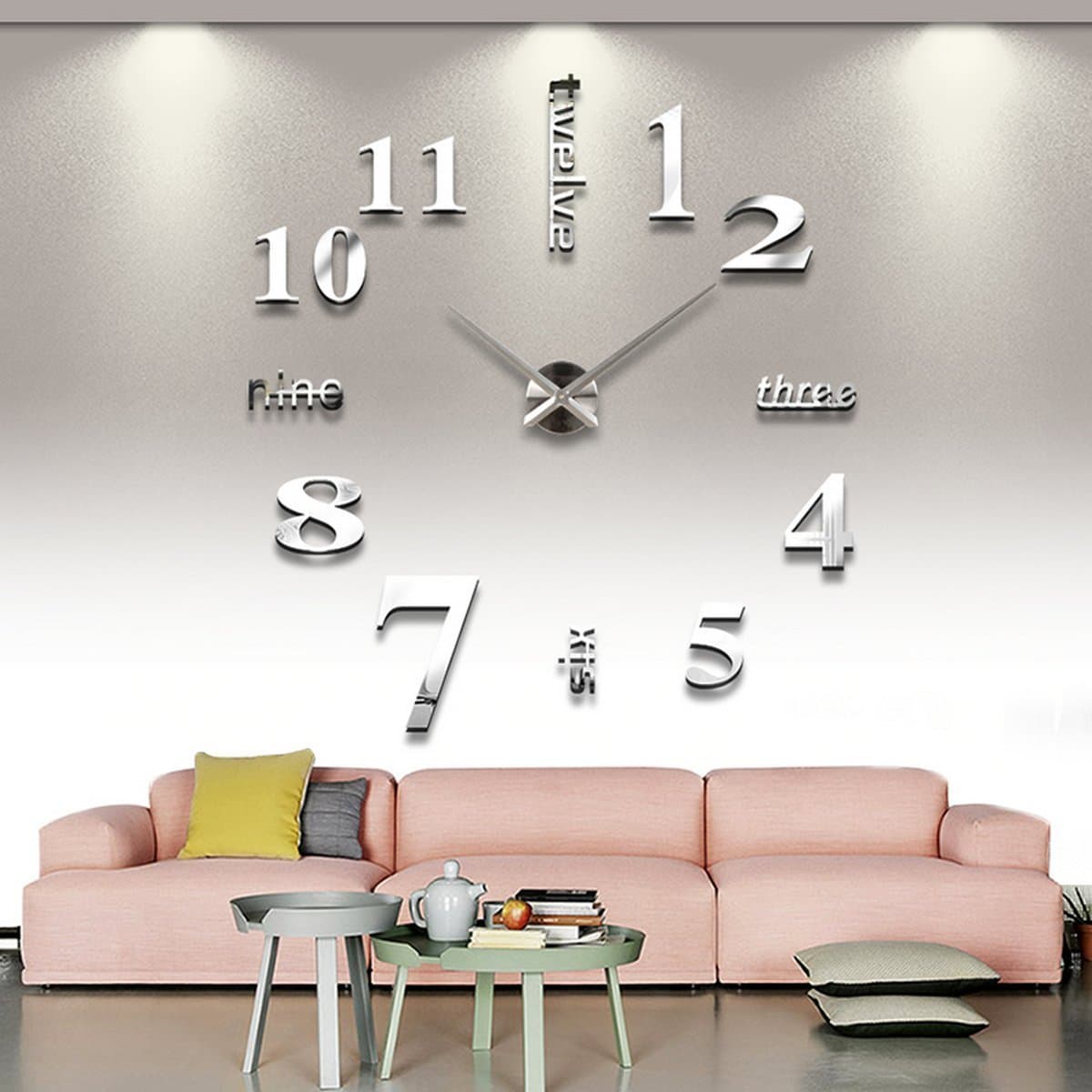 GaoFS Modern 3D Frameless Large Wall Clock Style Watches Hours DIY Room Home Decorations Model MAX3 #6