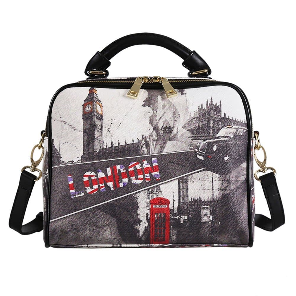 S-BBG(TM) Women's Leather Retro Shoulder Bag Print Small Crossbody London Top-handle with Card Holder