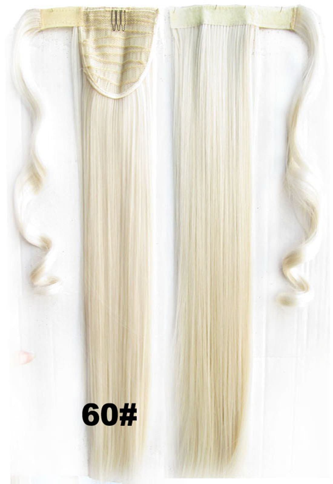 22"90g Dreamstyle Clip In straight Ponytail Synthetic Hair Extensions#60 Platinum Blonde