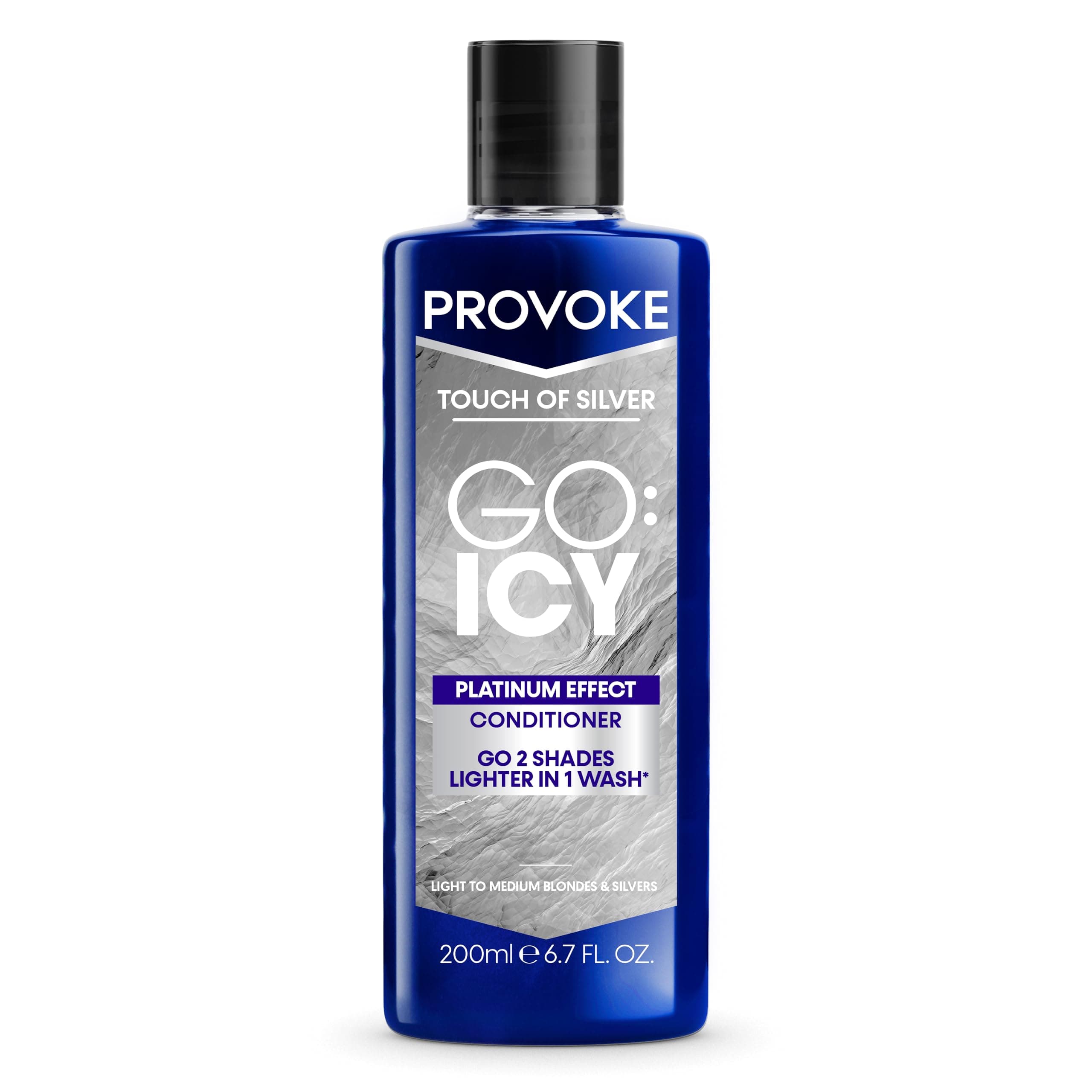 PROVOKE Touch of Silver Go Icy Conditioner 200ml, Icy Platinum Look in Just 1 Wash, Triple Toning Technology, Cool Down Brassy Tones for an Extra Light Colour, Enriched Keratin to Hydrate