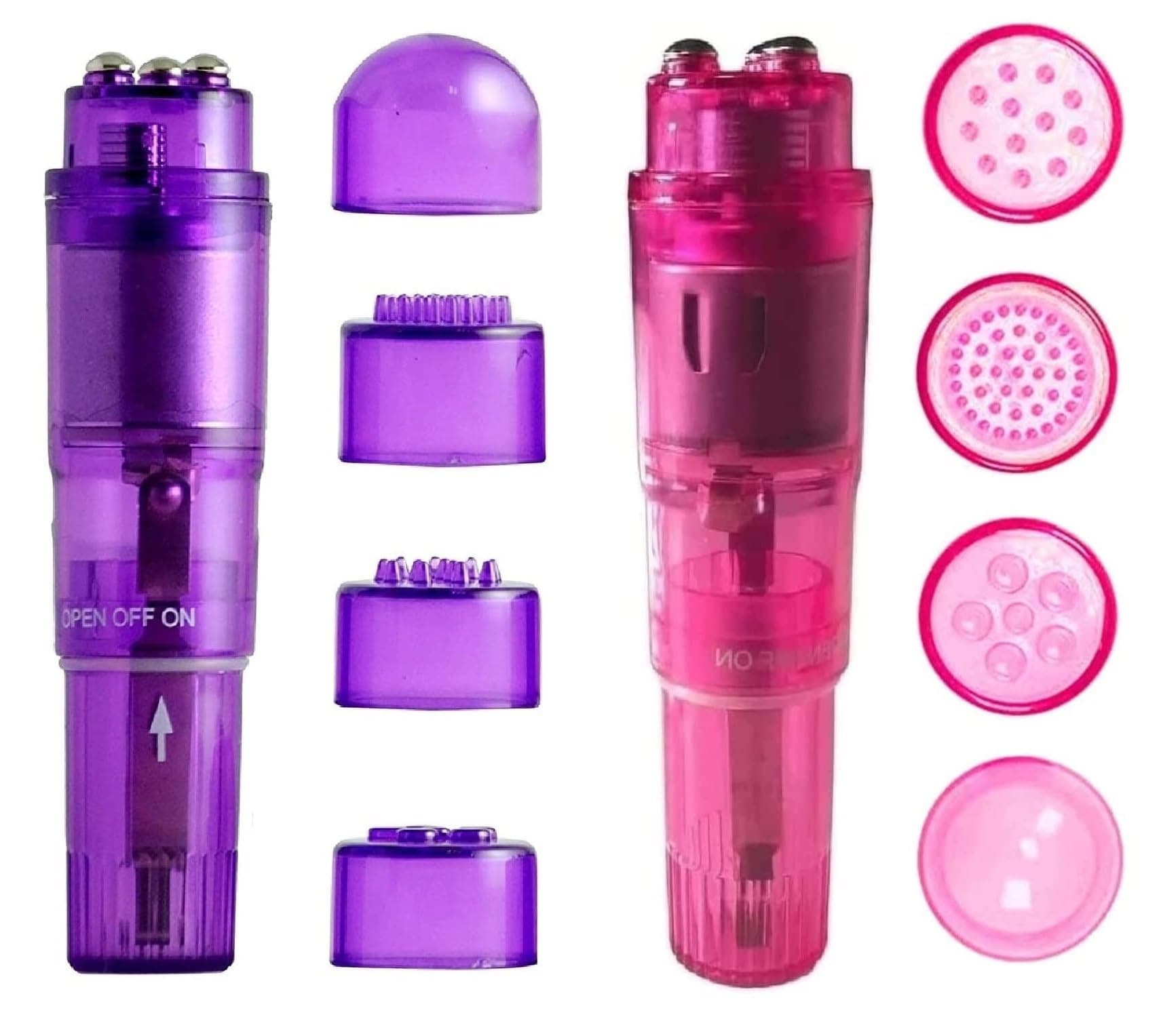 Vibrating Massager Mini Pocket Portable Small Massage for Woman Tool 4 Head Cups for Women Back Neck Shoulder Face Muscle (Purple and Pink)