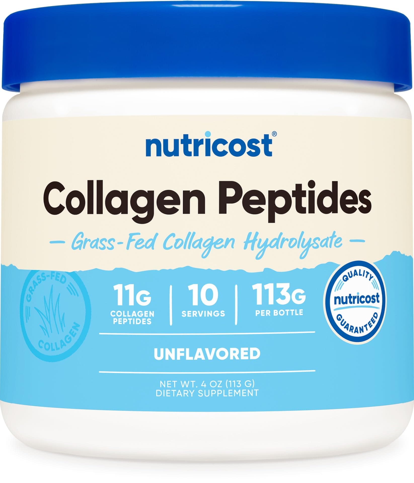Nutricost Collagen Peptides Powder 4 oz (Unflavored) Type I, Type III Collagen - Grass-Fed, Gluten Free and Non-GMO