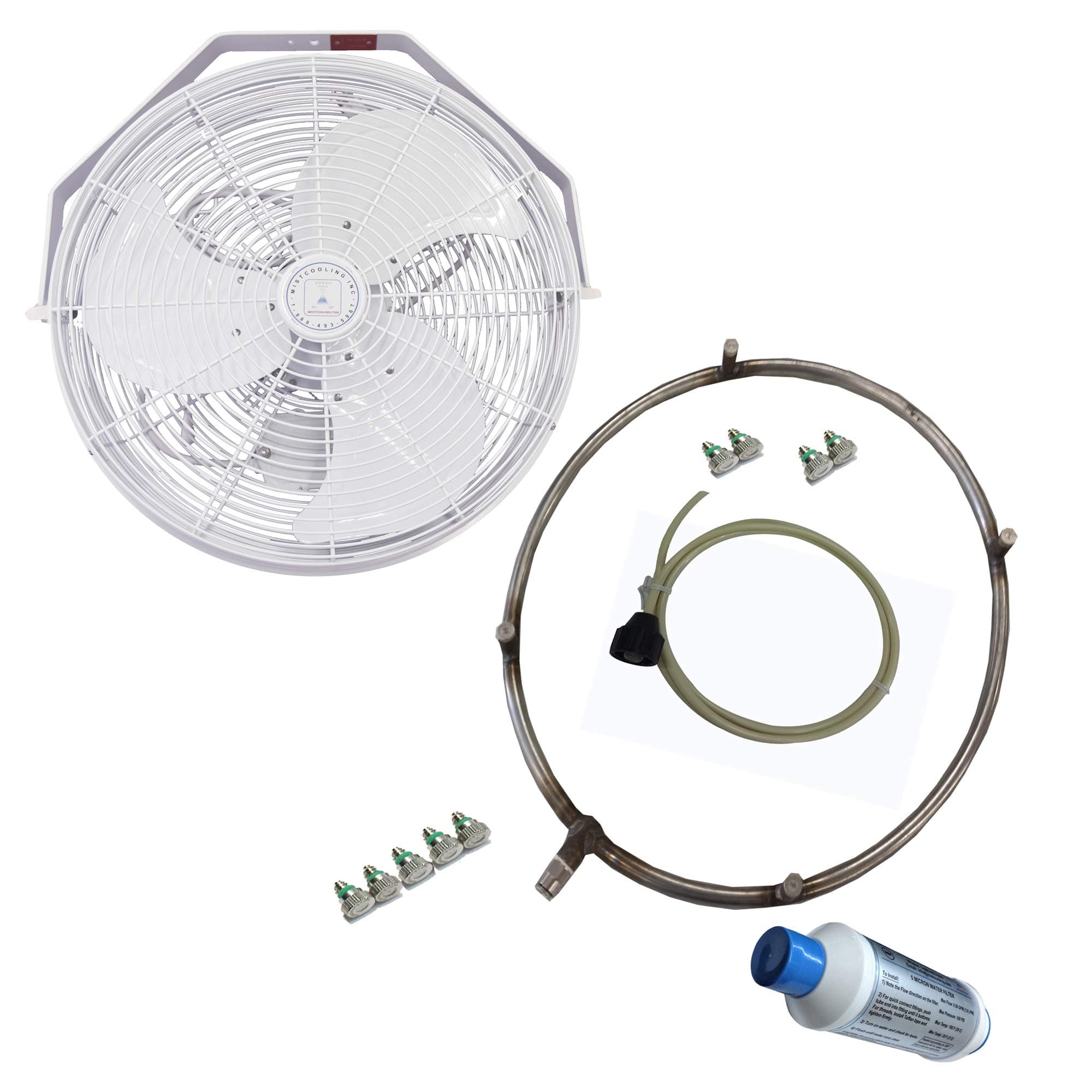 High Velocity Outdoor Mist Fan - For Patio Cooling, Restaurant Misting, Industrial Cooling - Rated for Indoor and Outdoor Applications - 3 Speed Fan, 18 Inch, White, 12-4 Ring