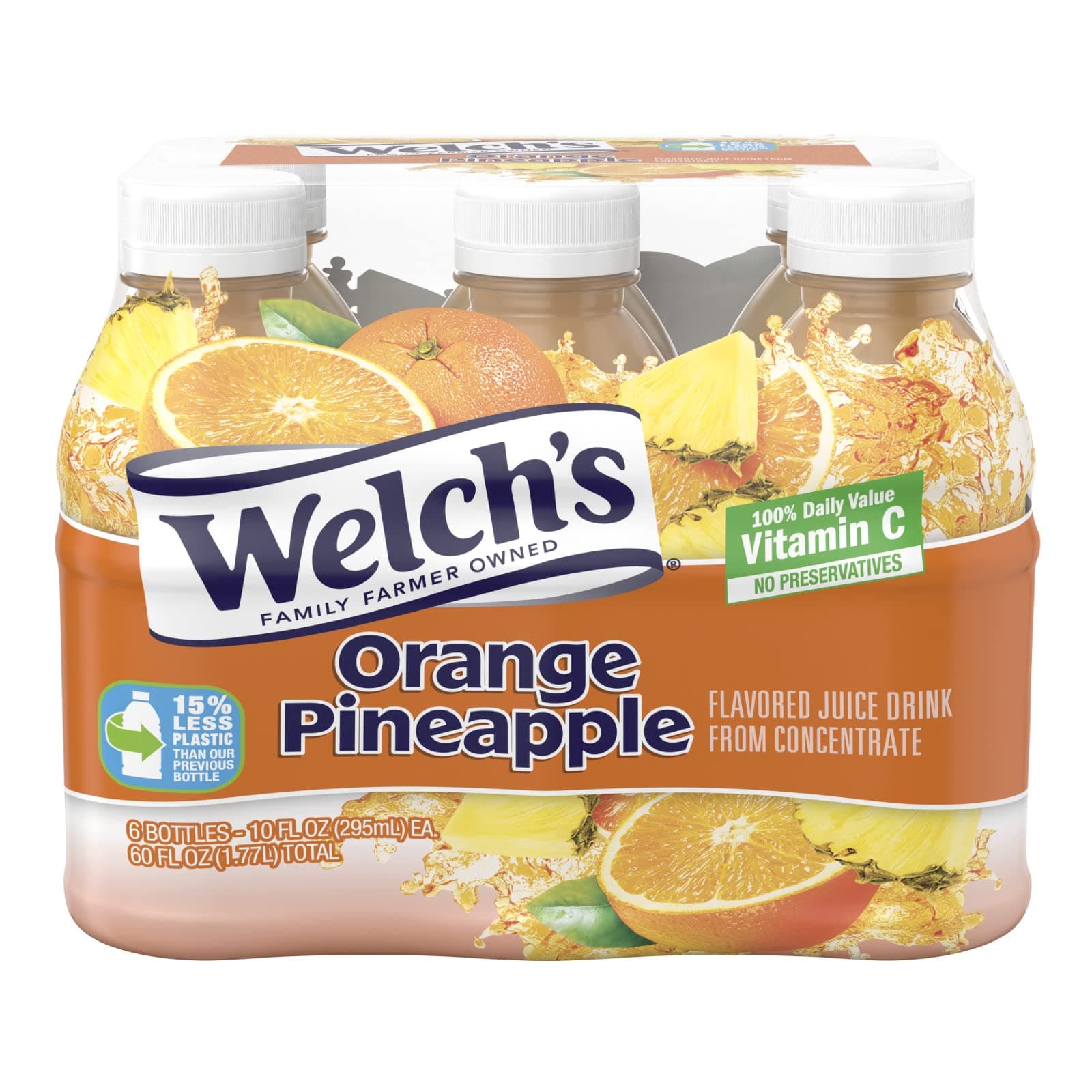 Welch's Juice Drink, Orange Pineapple, 10 Ounce On the Go Bottles (Pack of 24)