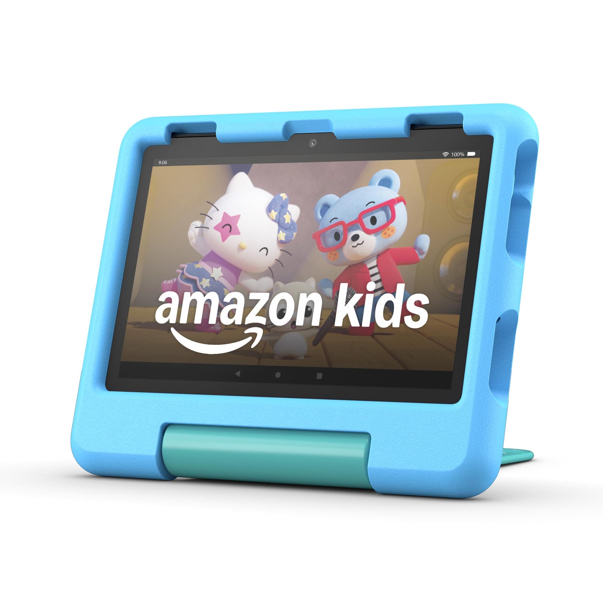 - Amazon Fire HD 8 Kids tablet (newest model), ages 3-7. With bright 8" HD screen. Includes ad-free and exclusive content, parental controls and 13-hr battery, 32GB, Blue