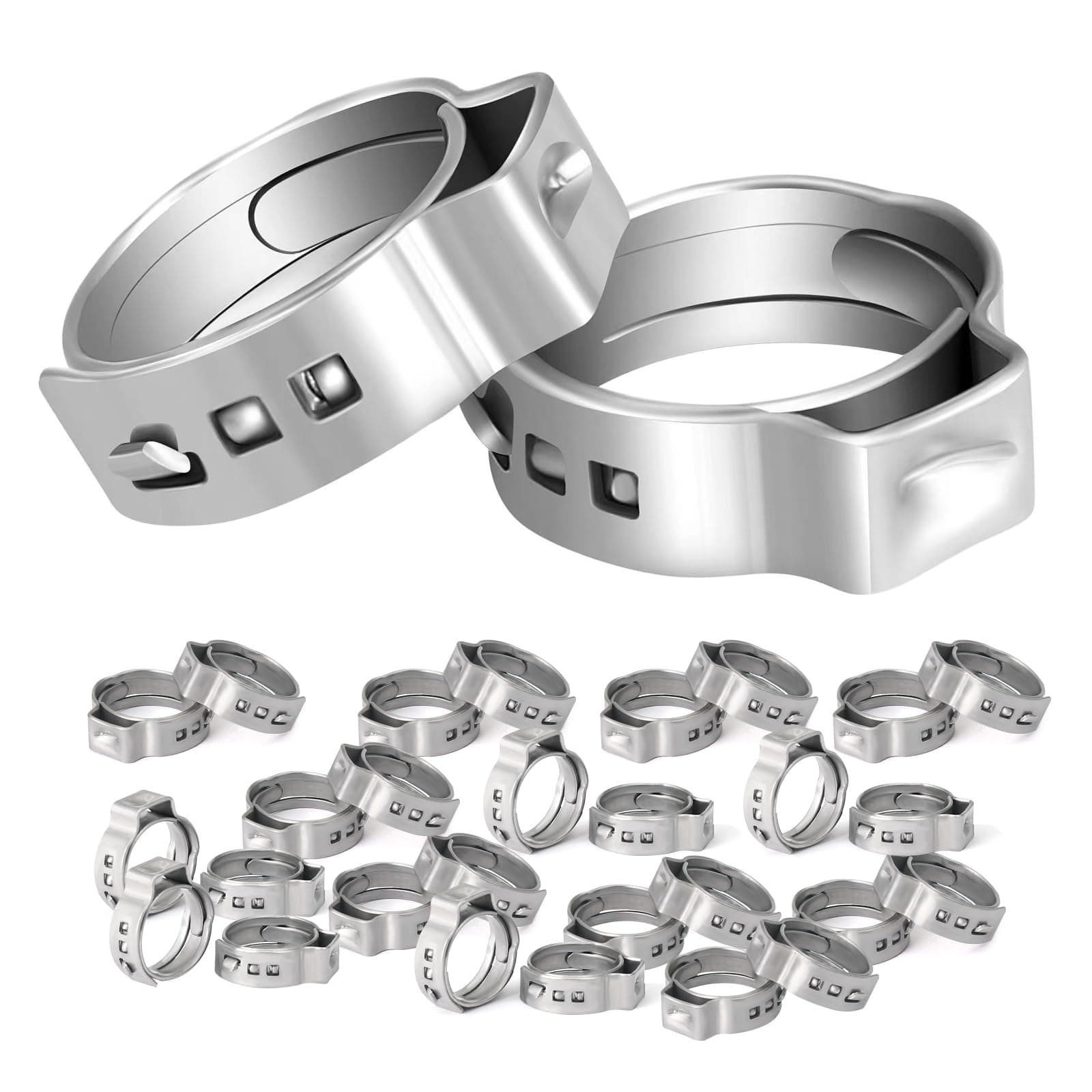 1/2 Inch Pex Crimp Ring, 200-PCs Pex Clamp Rings, Premium 304 Stainless Steel Pex Cinch Ring for Pex Fittings Connection