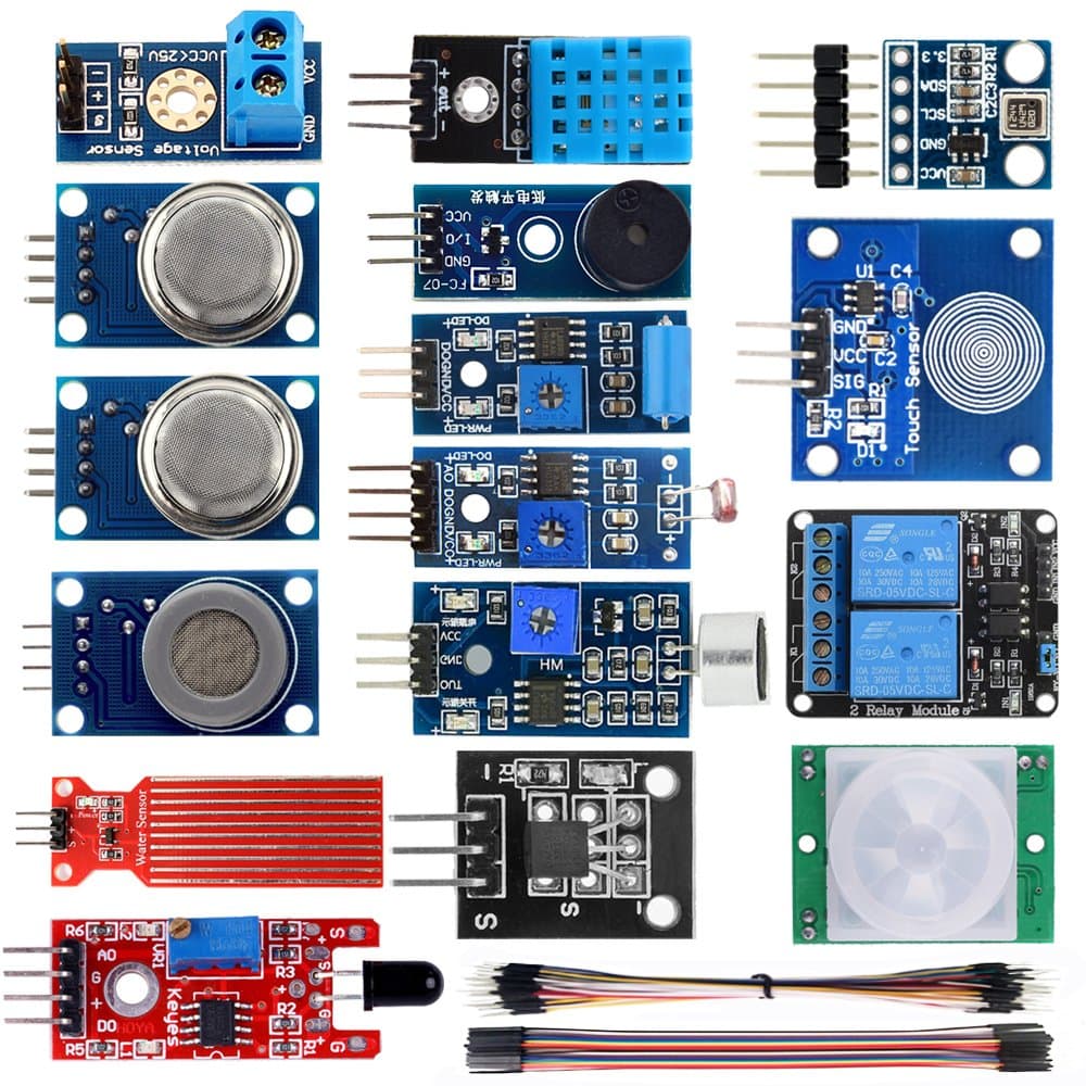 (Smart Home Kit) - KOOKYE 16 in 1 Smart Home Sensor Modules Kit for Arduino Raspberry Pi DIY Professional (Smart Home Kit)