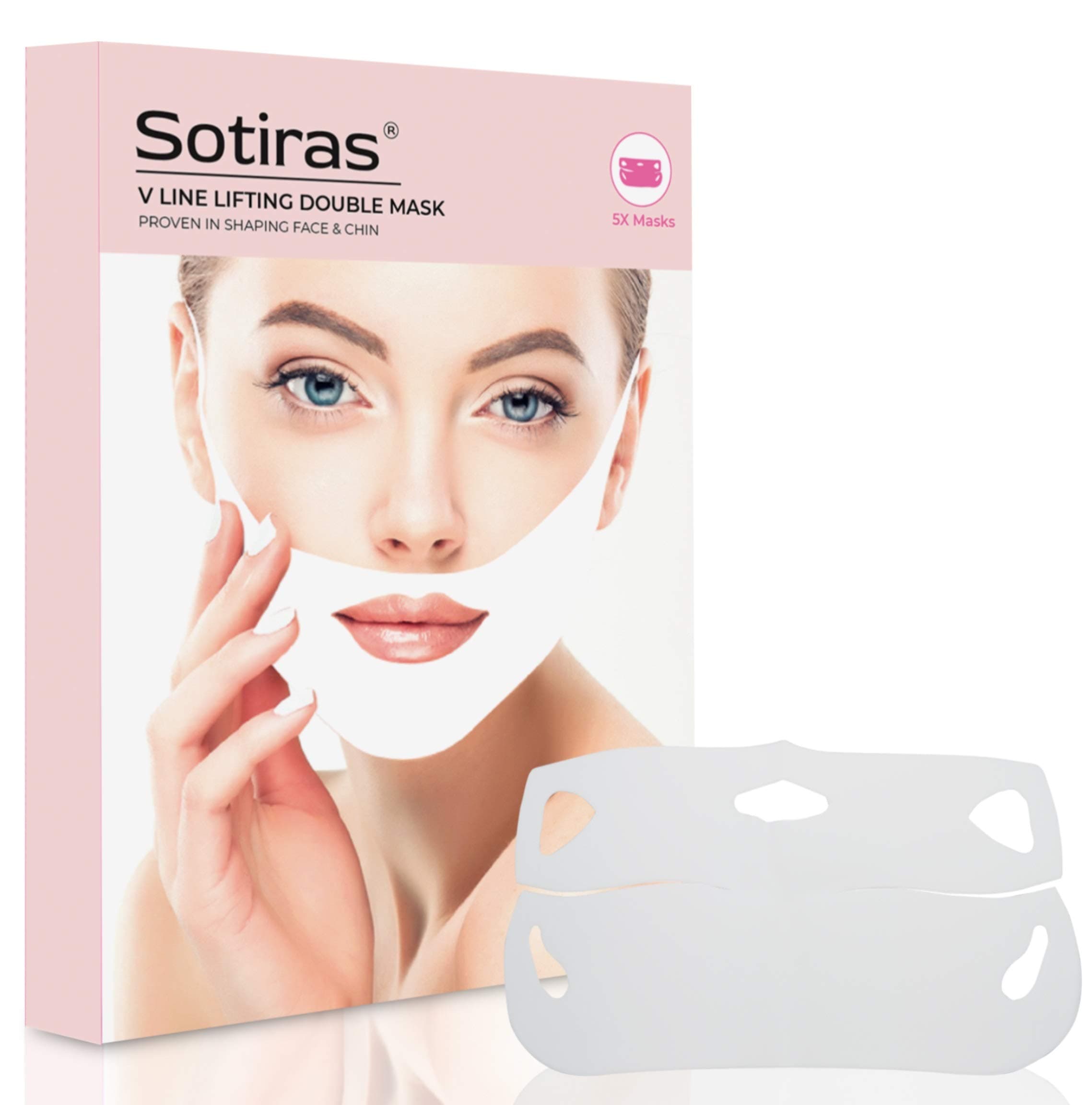 V Shaped Slimming Face Mask | Double Chin Reducer for Firming Moisturizing & Contour Lifting | Instant Lift Strap Wrinkles Remover | V-Line Beauty Band Patch with Collagen Vitamin E & C - 5 Pack