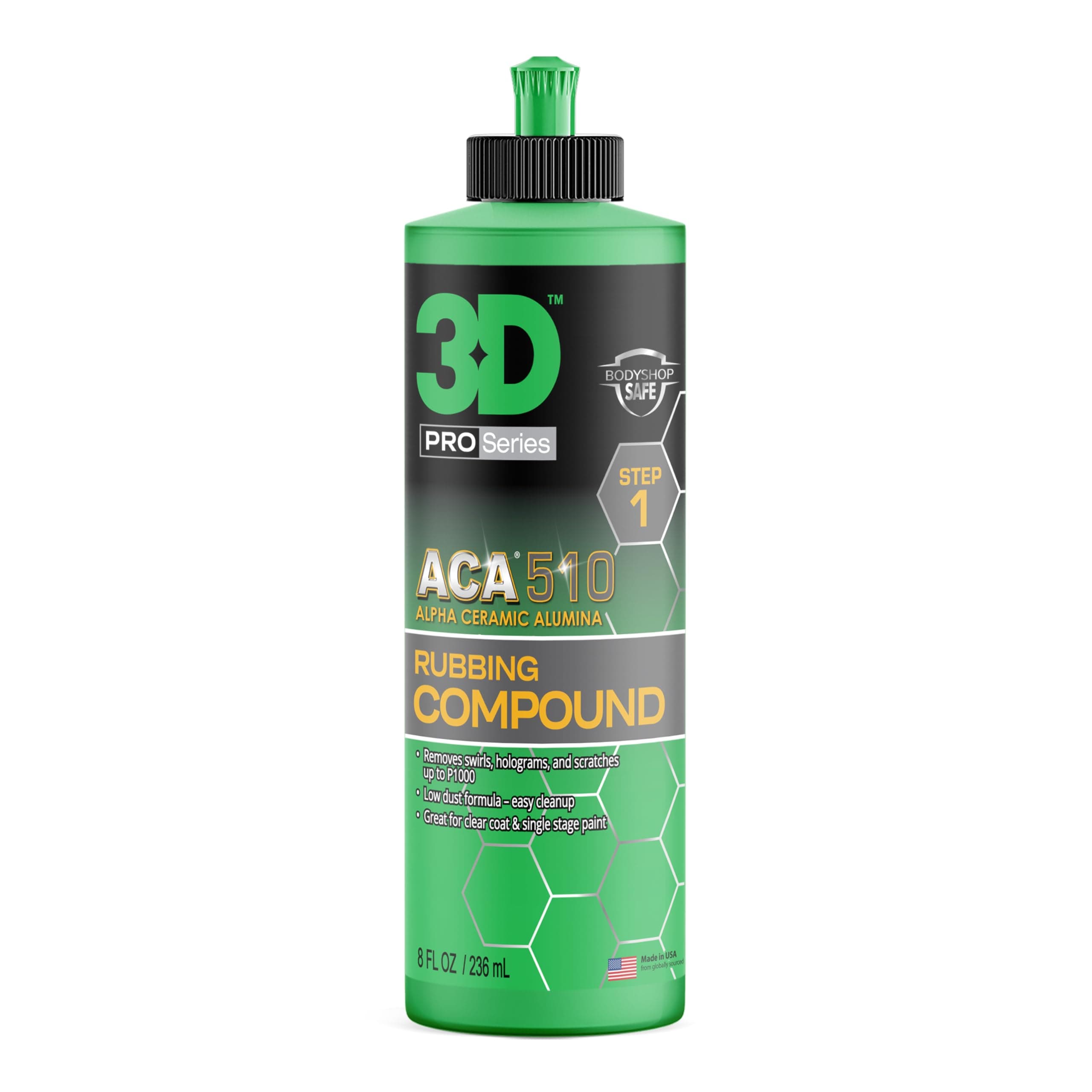 3D ACA 510 Rubbing Compound – Fast-Cutting Paint Correction Compound with Alpha Ceramic Alumina | Body Shop Safe, Low Dust, Silicone-Free, Made in USA - 8 oz