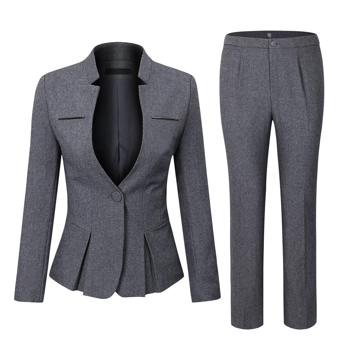 YUNCLOSWomen's Elegant Business 2 Piece Office Lady Suit Set Work Blazer Pant