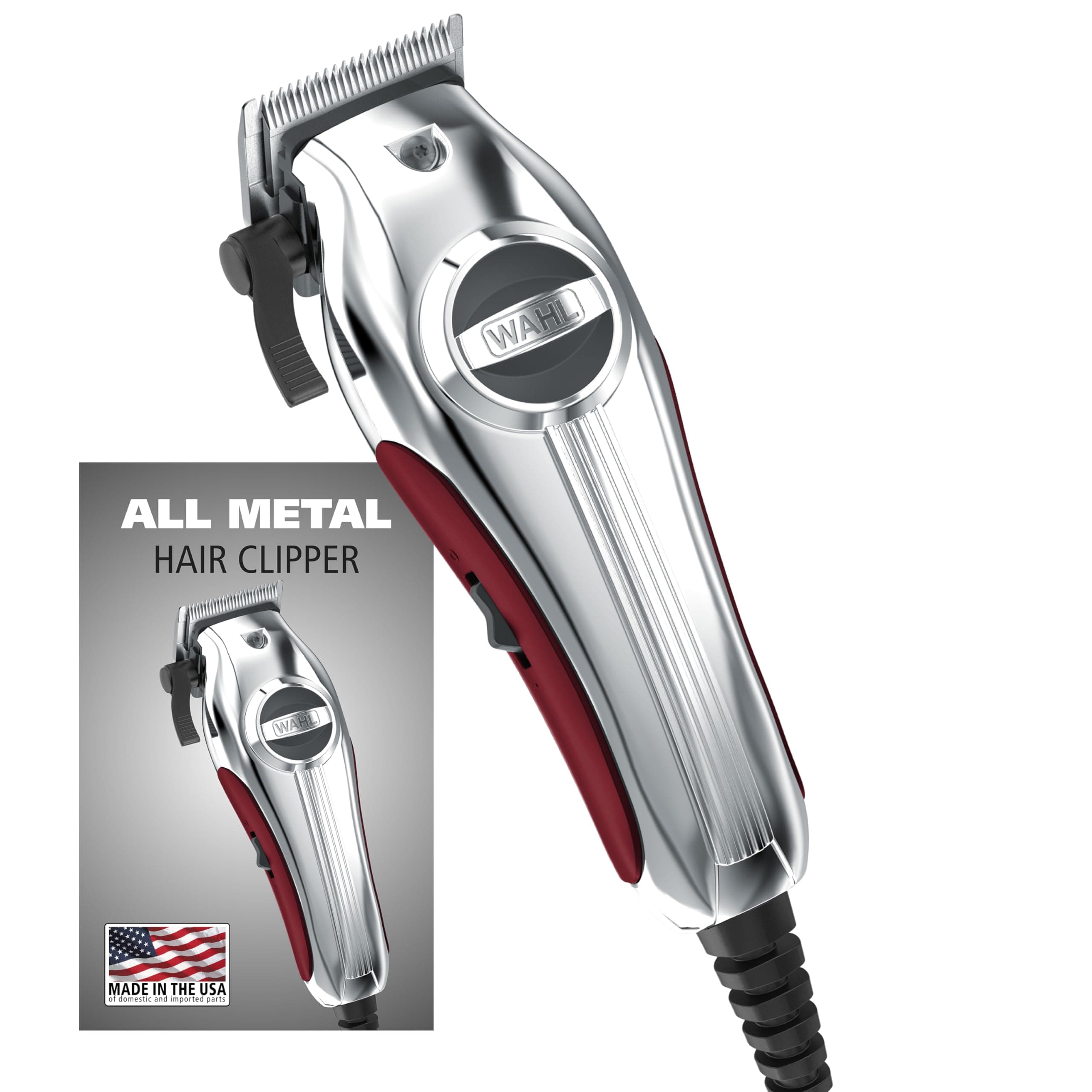 USA Pro Ultra Quiet High Torque Corded Hair Clipper for Ultra Quiet Operation and Cooler Operating Temperatures, Metal Housing with Bonus Hair Clipping Guard Caddy - Model 3000097