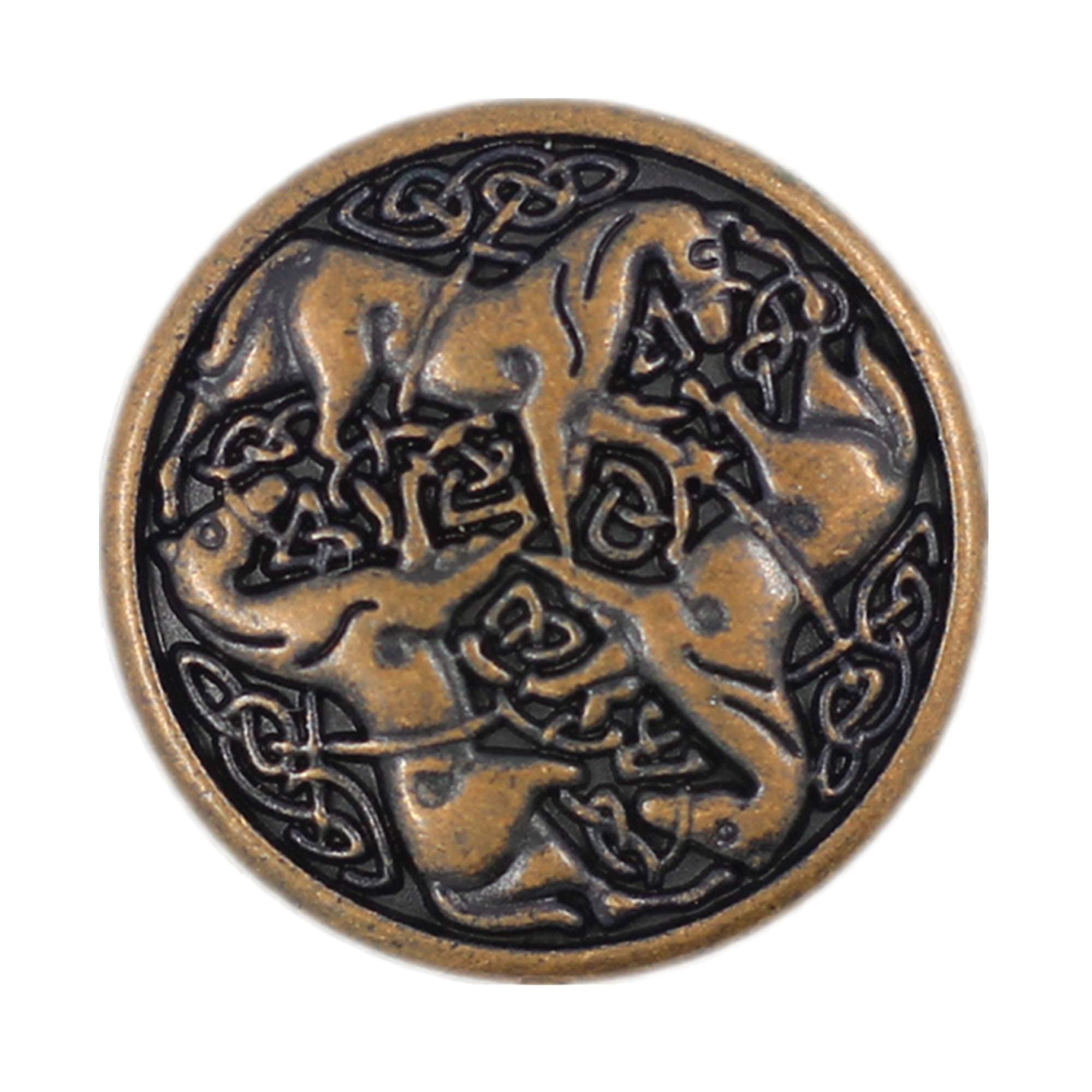 Bezelry 12 Pieces Celtic Horses Metal Shank Buttons. 18mm (11/16) (Antique Copper)