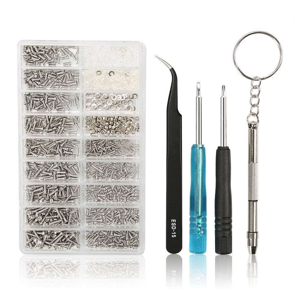 Eyeglass Repair Tool Kit,SOONAN Glasses Screw Kit Small Repair Watch Replacement 1100 Parts Nut with Screws Parts Eye Glass, Sunglass and Watch Repair