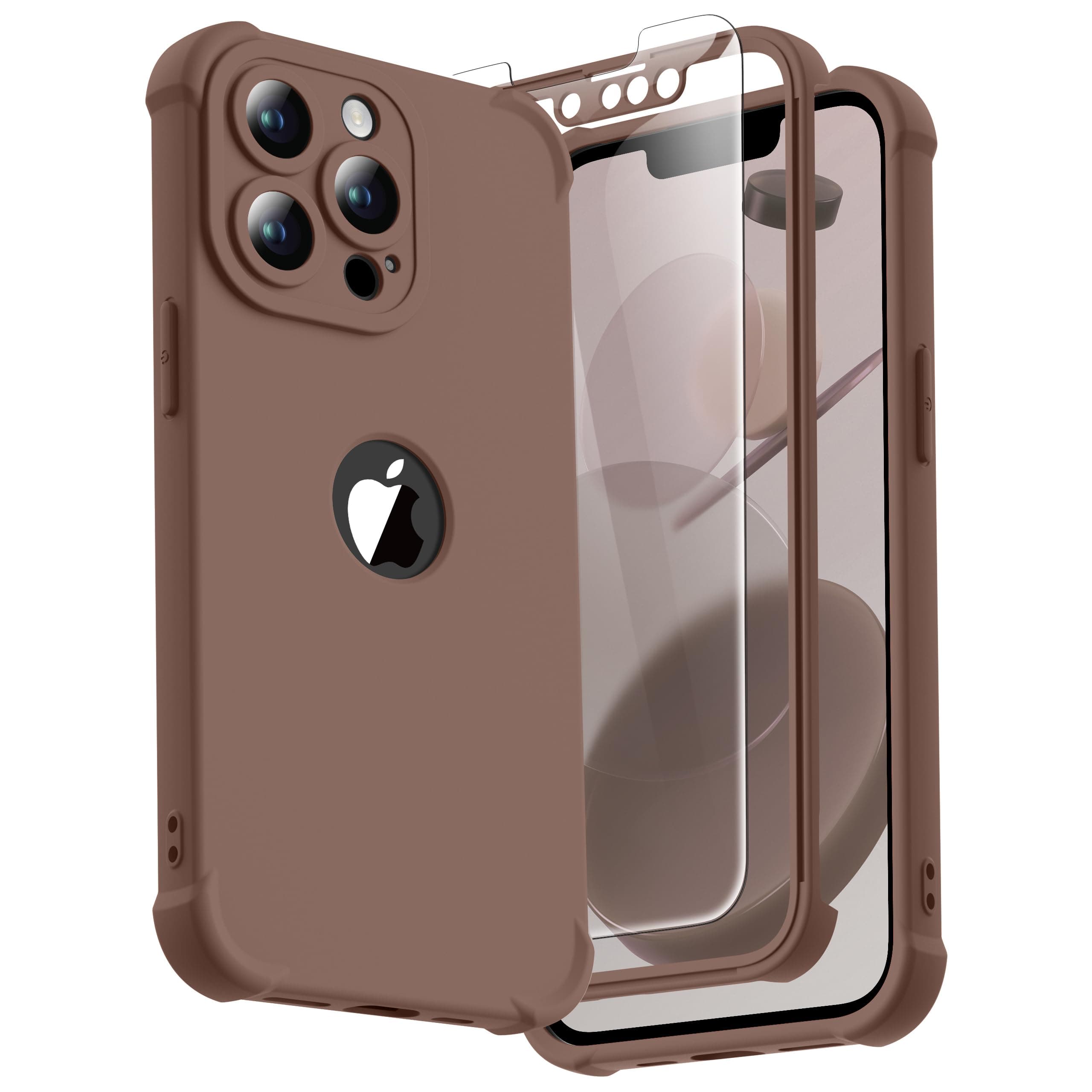 ORETECH for iPhone 13 Pro Case, with [2 Screen Protectors] [15 Ft Military Grade Drop Test] [Camera Protection] 360° Shockproof Slim Thin Phone Case iPhone 13 Pro Cover 6.1" Brown