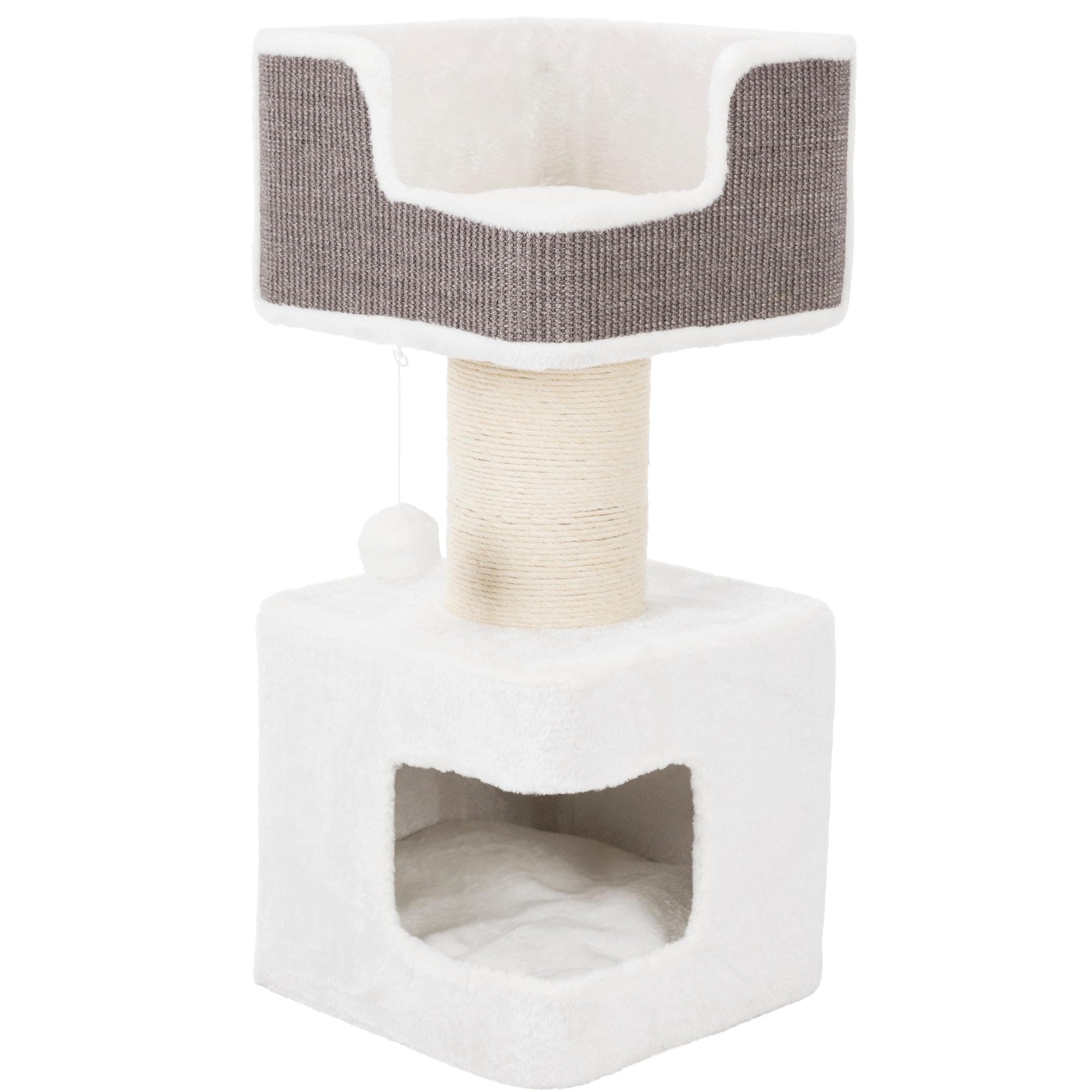 Trixie Ava Cat Tree – Cat Tower with Condo & Thick Scratching Post, Includes Removable Cushions – Indoor Cat Furniture for Scratching & Climbing – Gray, 16.5" x 16.5" x 33.9"