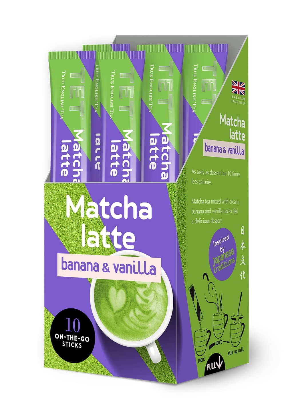 Matcha Latte Banana & Vanilla, green tea based drink, White, 100g