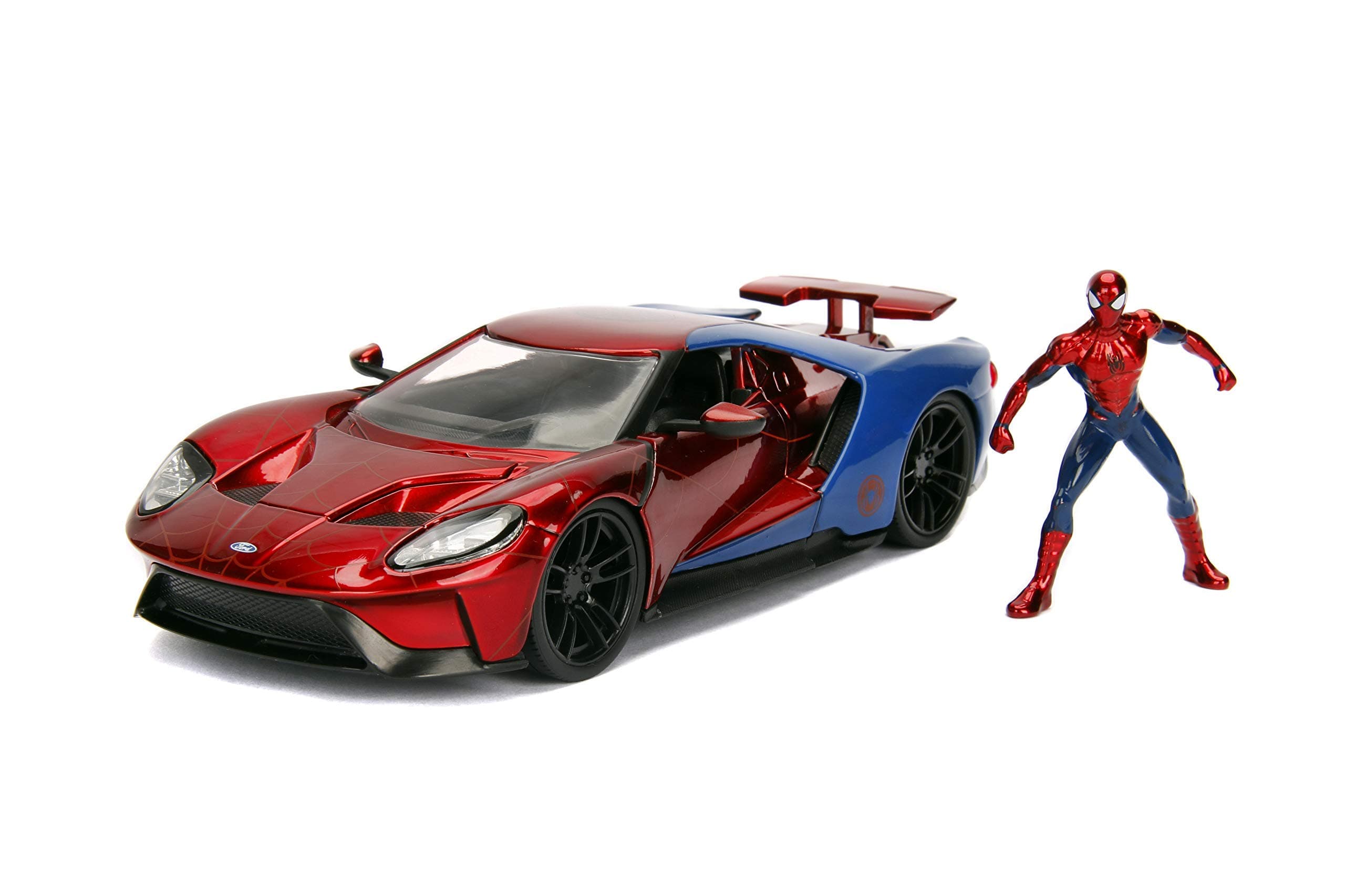 Toys - 99725RB - Model FORD GT 2017 With Figure Spider Man 1/24 Die-Cast Marvel - Red / Blue