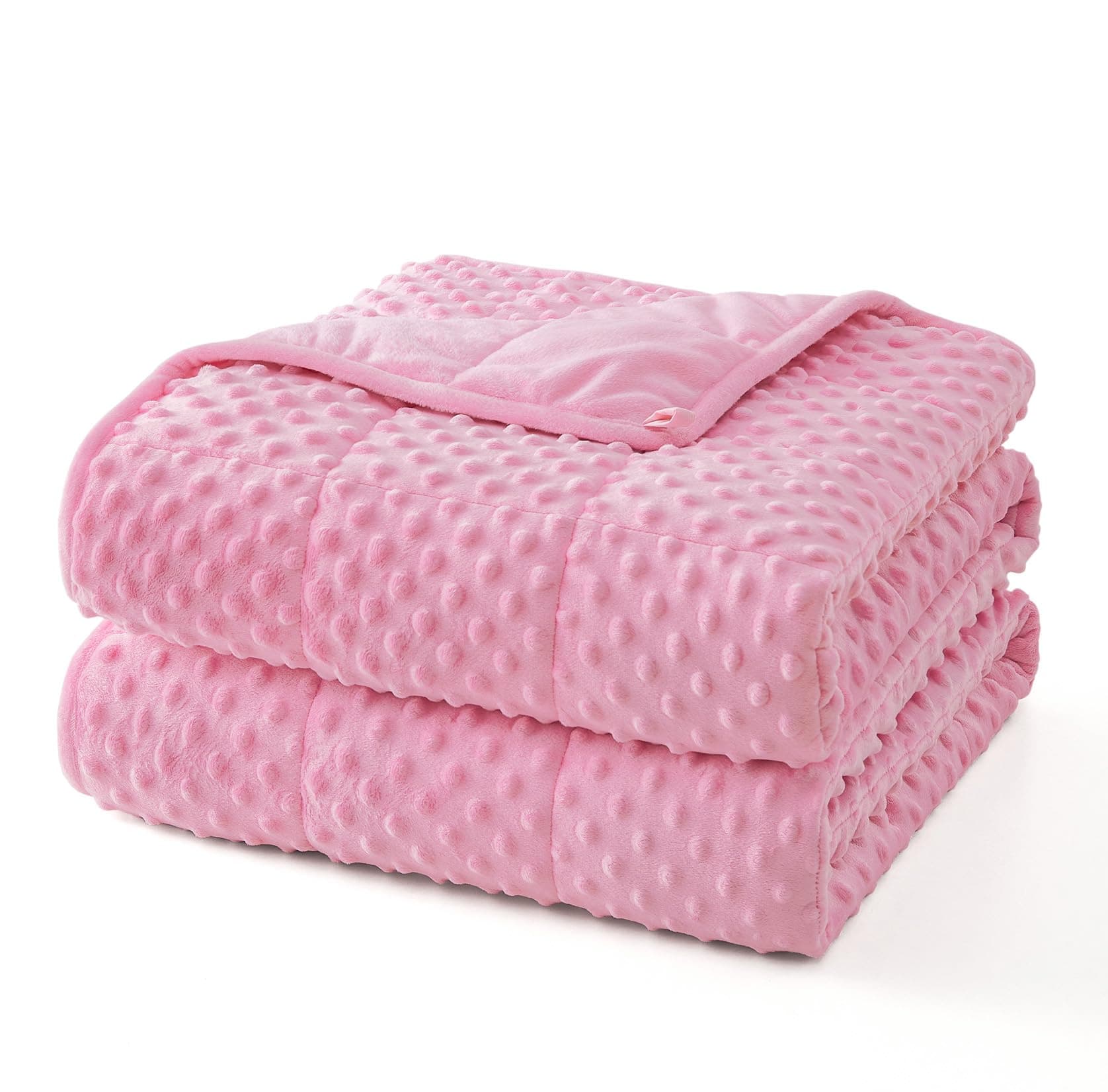 Topcee Weighted Blanket for Adults (12lbs 48"x72"), Minky Dots Heavy Blanket for 110-130lbs Sleeping, Soft, Cozy and Cooling Weighted Throw Blankets, Machine Washable, Pink
