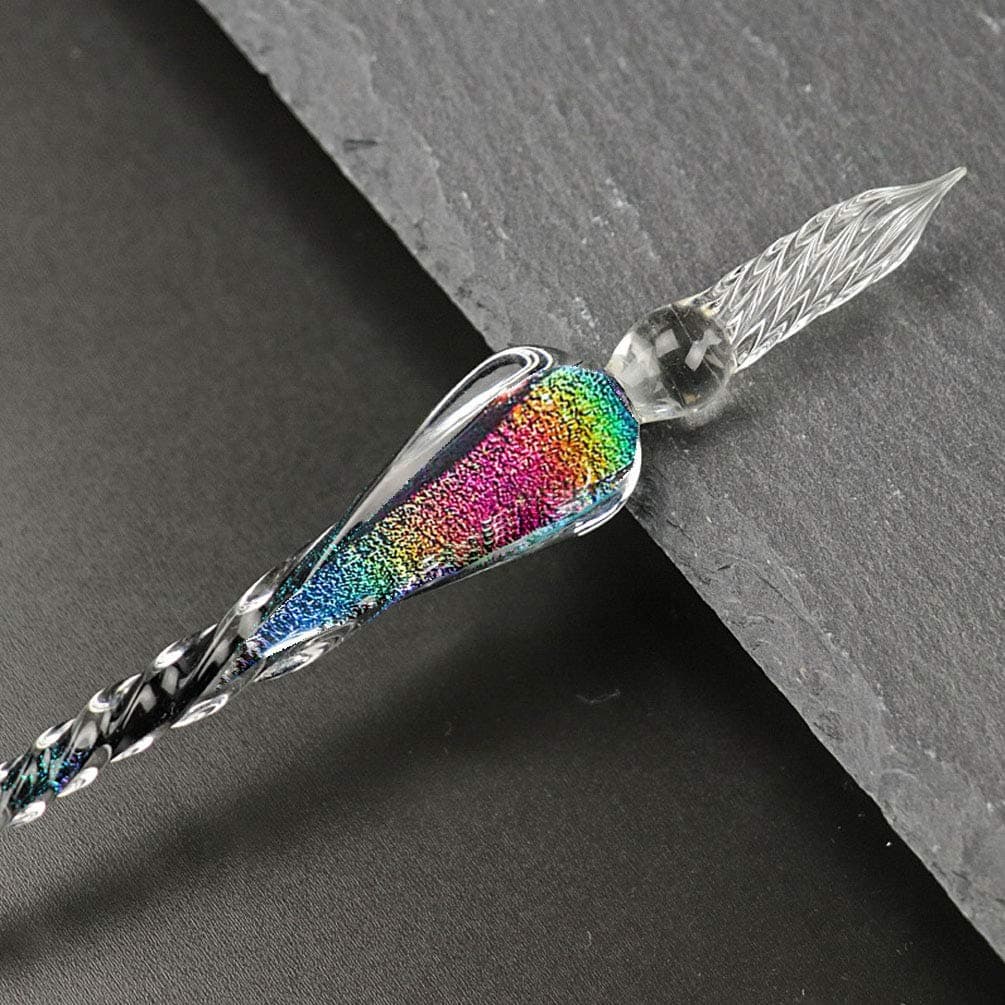 YOLAKIS Glass Dip Pen, Crystal Vintage Handmade Dip Pen and Ink Set Signature Writing Drawing Pen Office Student Business Gift Pen (Multicolour)