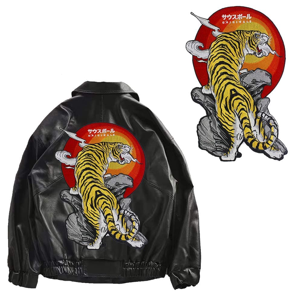 Large Roaring Tiger Patches Iron on Patches Animal Patches forJackets Iron on Embroidery Applique Decorative Clothes 1 Piece