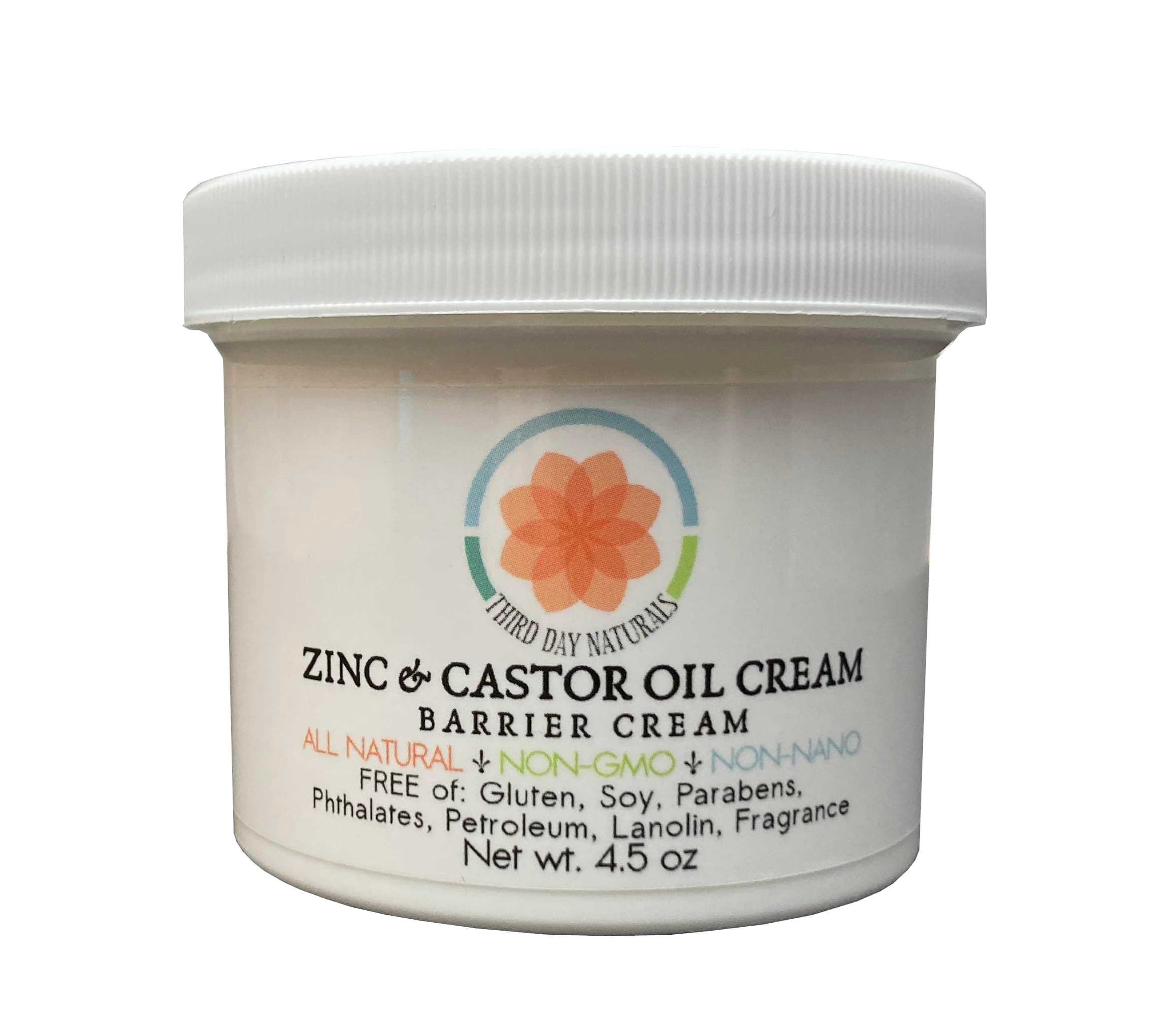 Zinc and Castor Oil Cream – Non-Nano and Non-Gmo Barrier Cream 4.5 oz