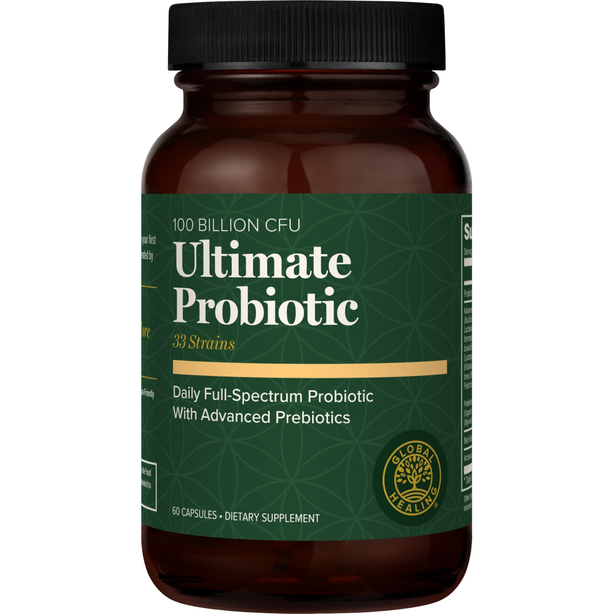 Global Healing Ultimate Probiotic Blend Supplement with Prebiotics and Probiotics for Digestive Health, Digestive Tract, & Immune System, Gut Health for Men & Women, 100 Billion CFU (60 Capsules)