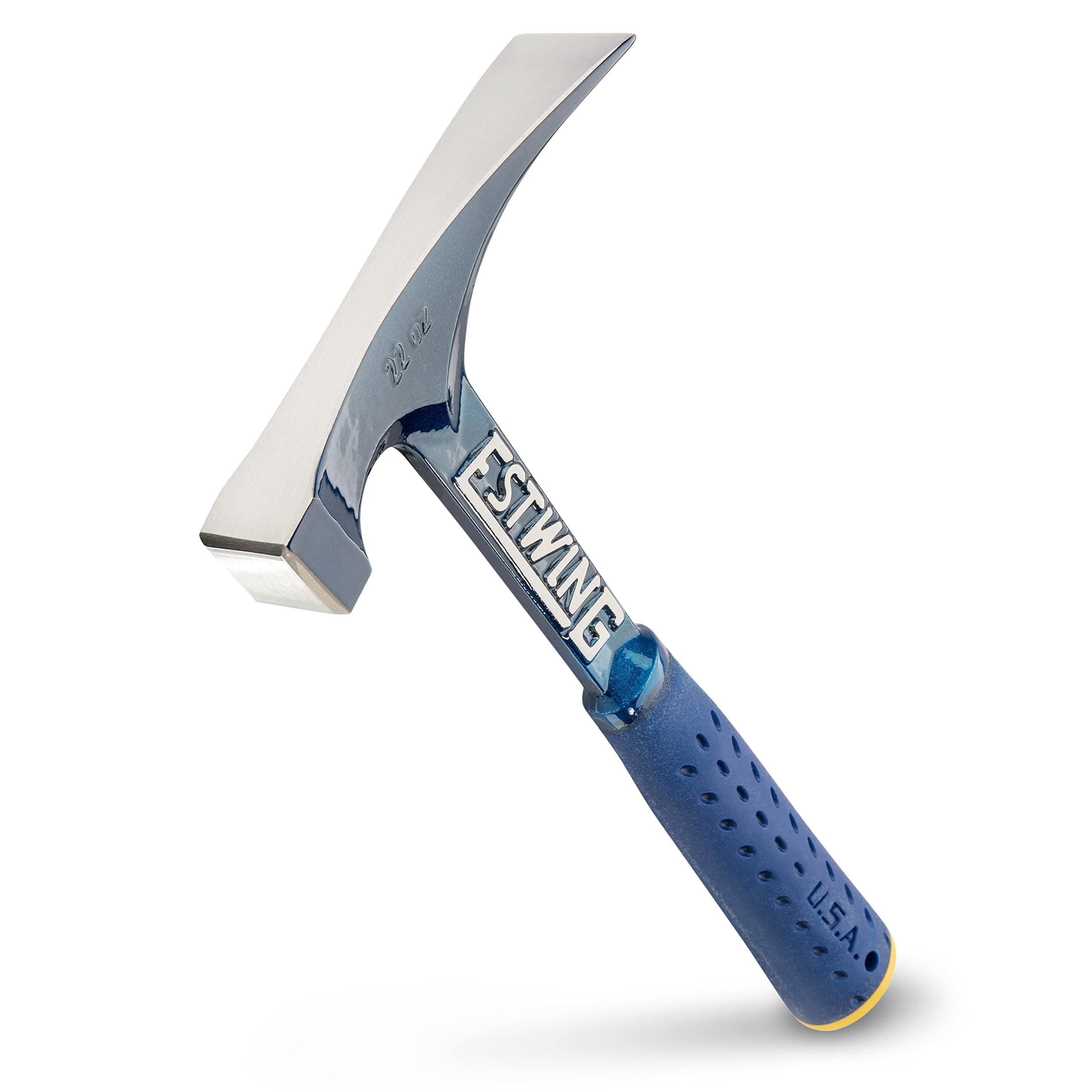 Bricklayer's/Mason's Hammer - 22 oz USA Made Masonry Tool with Forged Steel Construction & Shock Reduction Grip - E6-22BLC