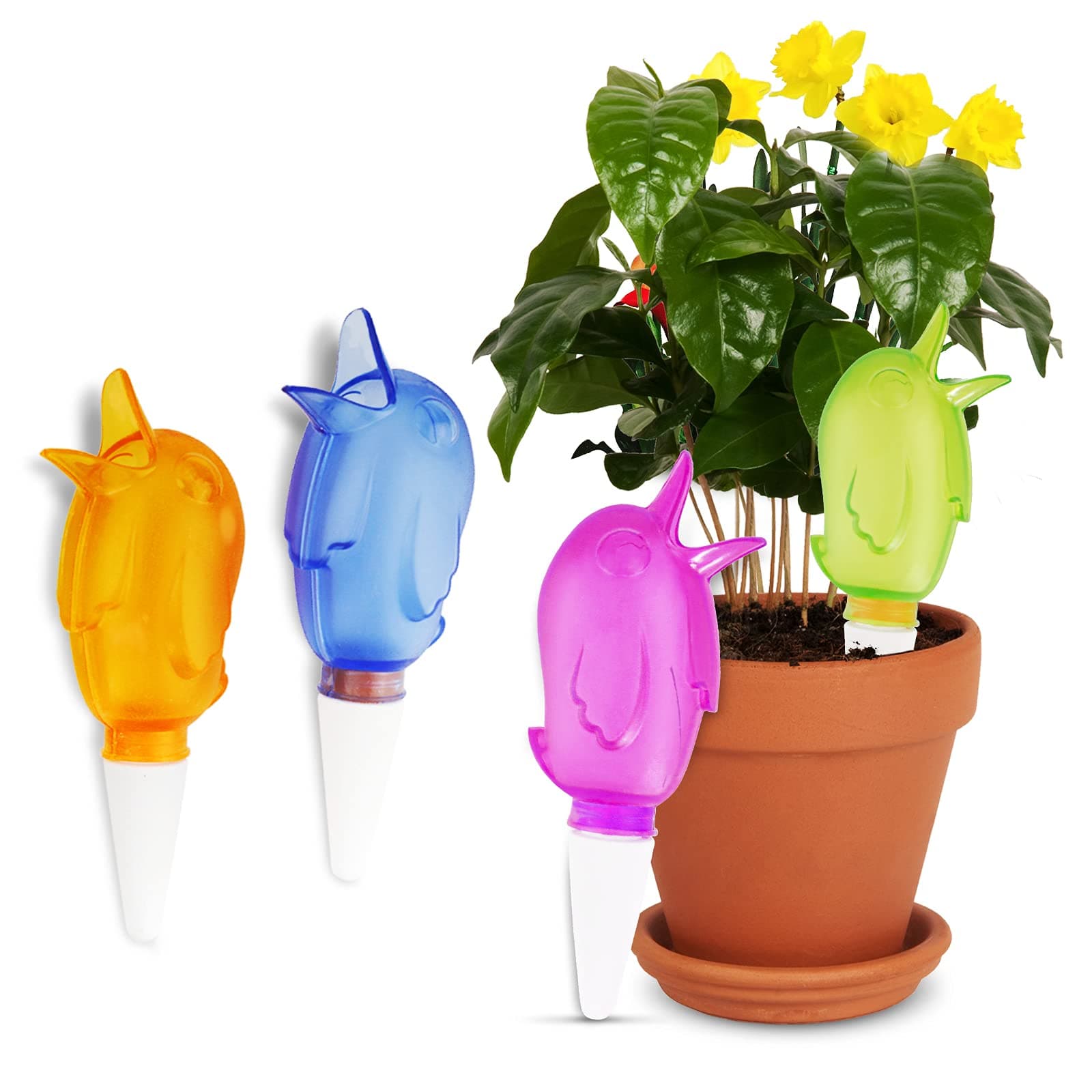 Lauon Self Watering Spikes,4 Packs Self Watering Planter Insert,Automatic Dripper Irrigation Plant Watering Stakes for Indoor Outdoor Potted Plants Flowers Irrigation,Self Watering Stakes