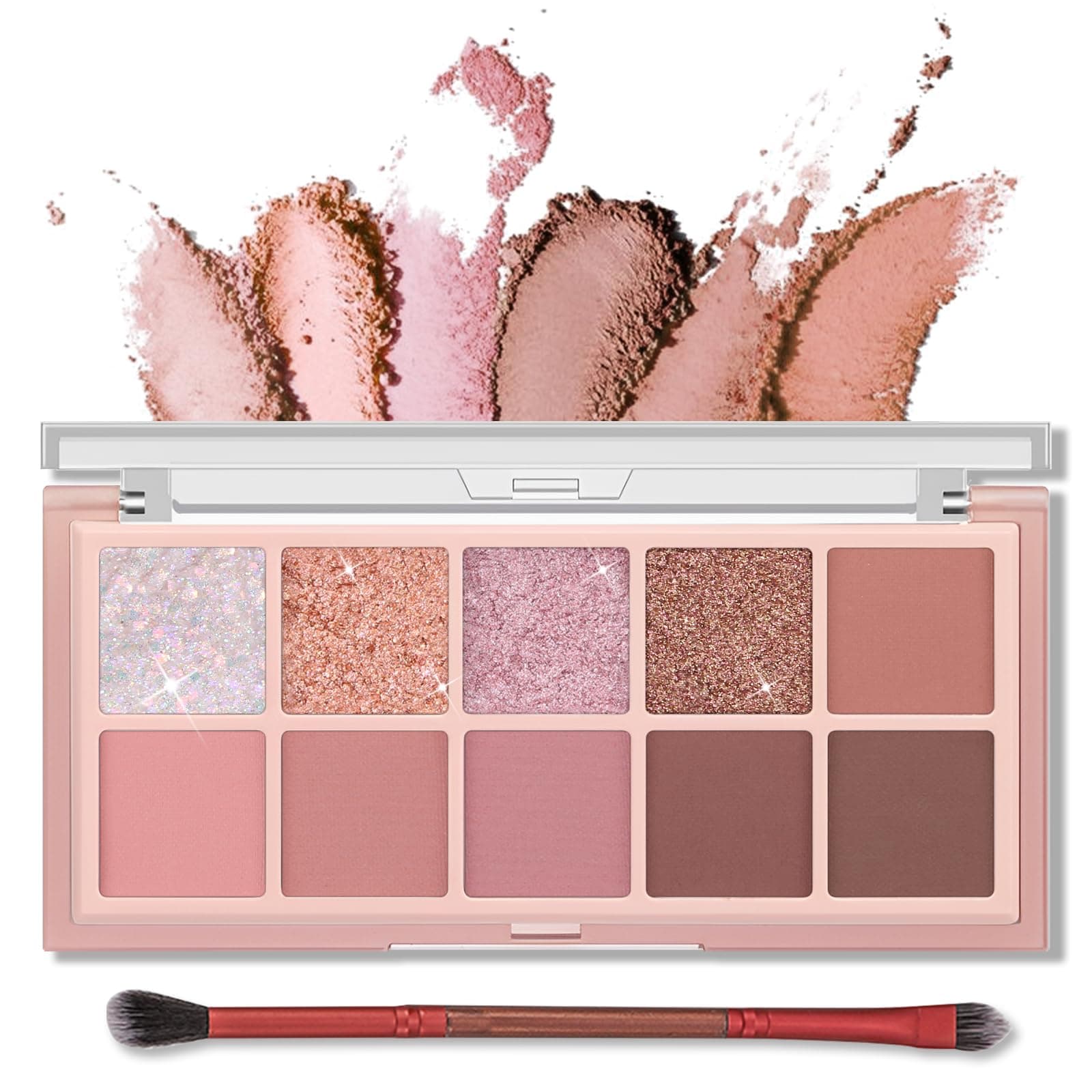 10 Colors Eyeshadow palette with Brush,eye shadow,makeup palette, Long-Lasting Waterproof,eye makeupMatte Naked Eye Shadow, Ultra-Blendable, Easy to use, Professional Matte, Rose Pink