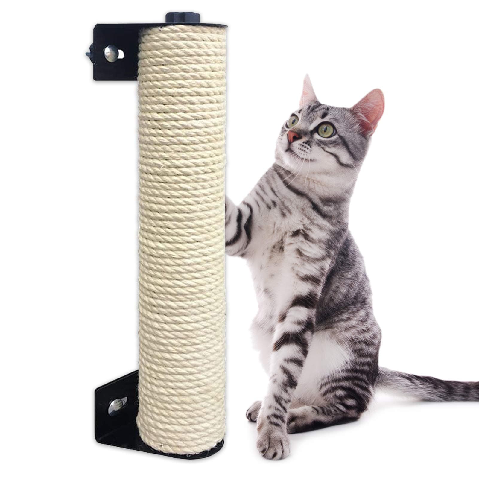 Cat Scratching Post Cage Mounted Cat Scratcher Space-Saving Sisal Scratch Post for Cat Grinding Claws Scratching and Climbing