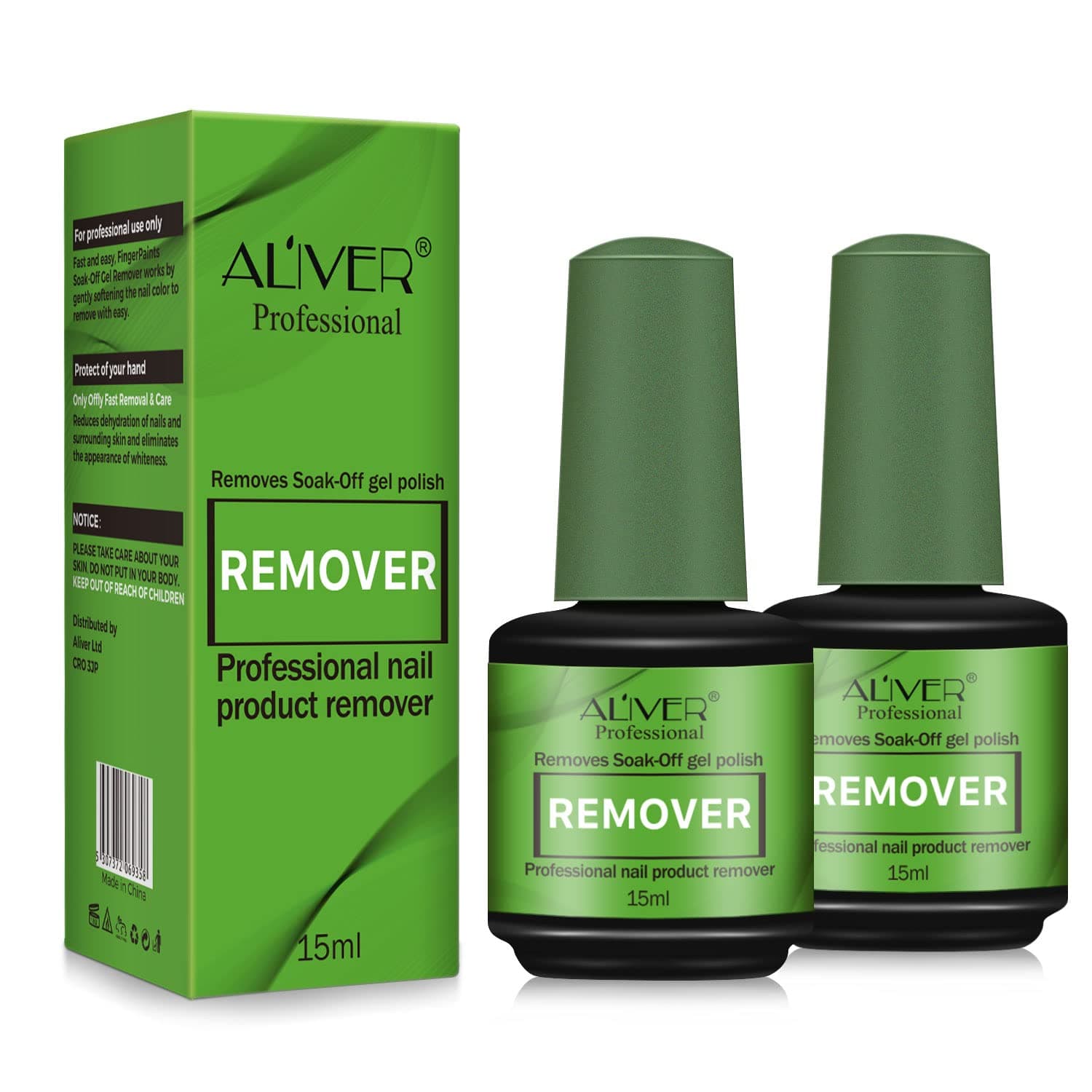 Nail Polish Remover 2 Pack, Peel Off In 2-3 Min, Professional Quick & Easy Removes Soak-Off Gel Nail, Acrylic Nails, No Need to Foil, Soak Or Wrap, Do Not Hurt Your Nails (green 2 pack)