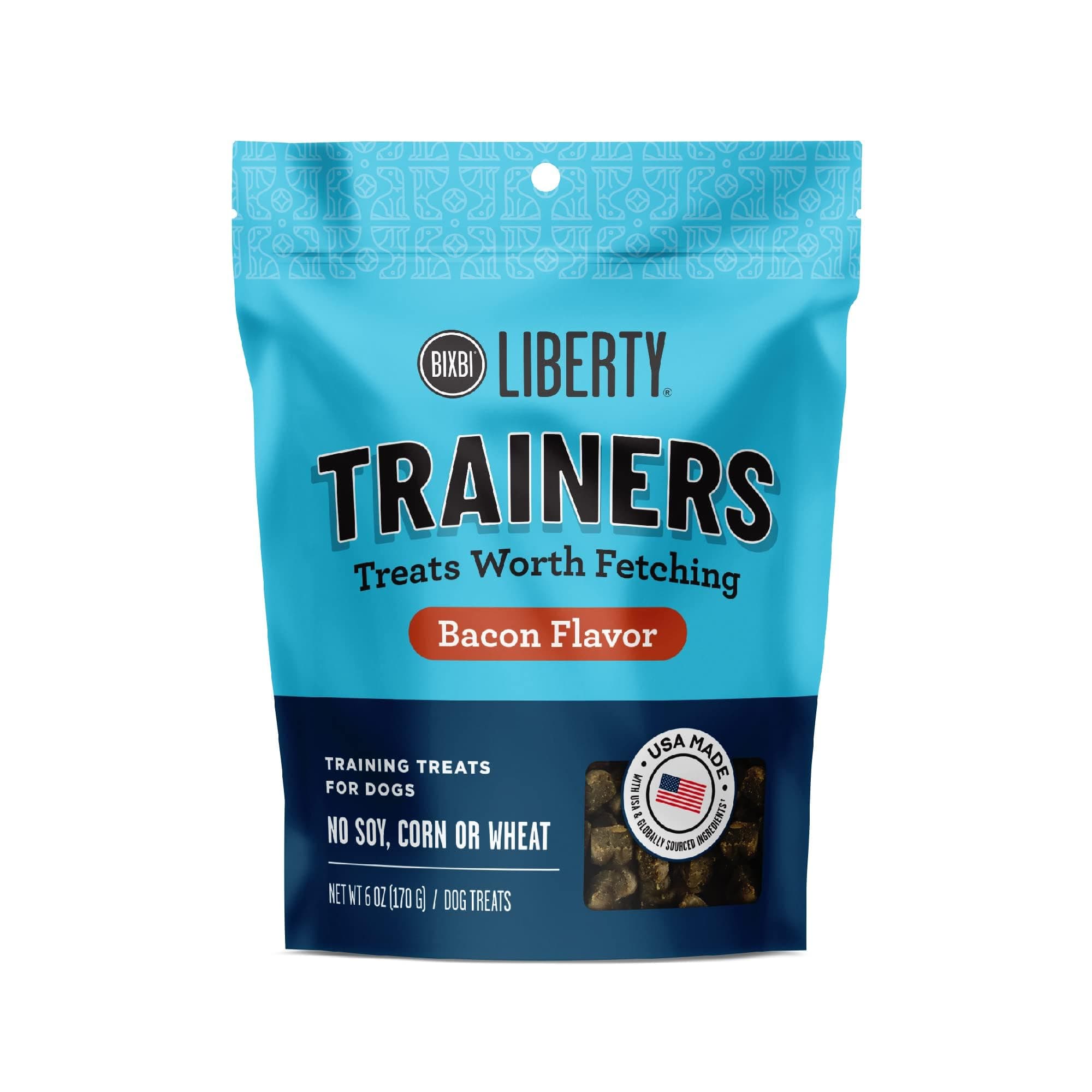 BIXBI Liberty Trainers, Bacon (6 oz, 1 Pouch) - Small Training Treats for Dogs - Low Calorie and Grain Free Dog Treats, Flavorful Pocket Size Healthy and All Natural Dog Treats