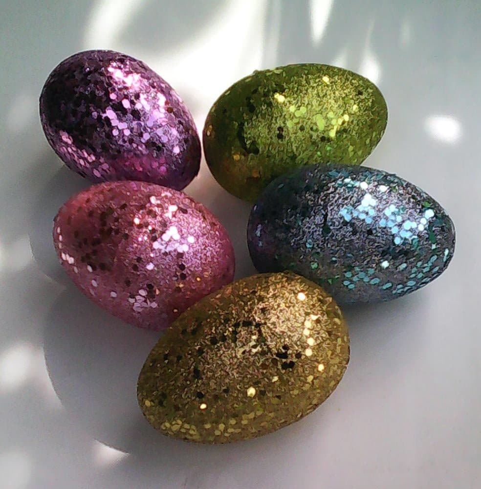 5 Large Glitter Easter Eggs - In Pastel Colors