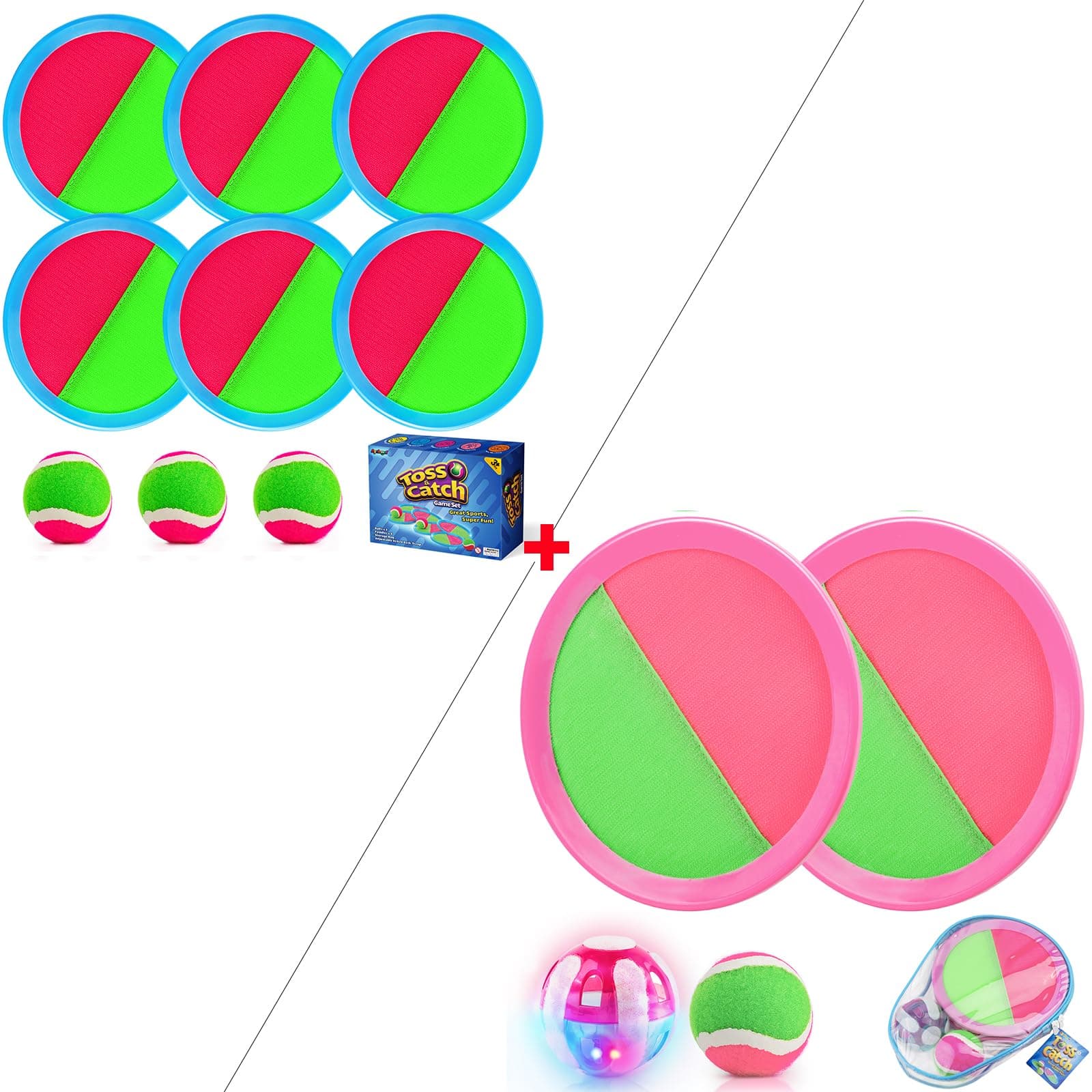 AyebooviToss and Catch Ball Set Outdoor Games for Kids Toys Yard Games Beach Pool Toys with 8 Paddles 5 Balls for 3 4 5 6 7 8 + Year Old Boys Girls Toys Gifts