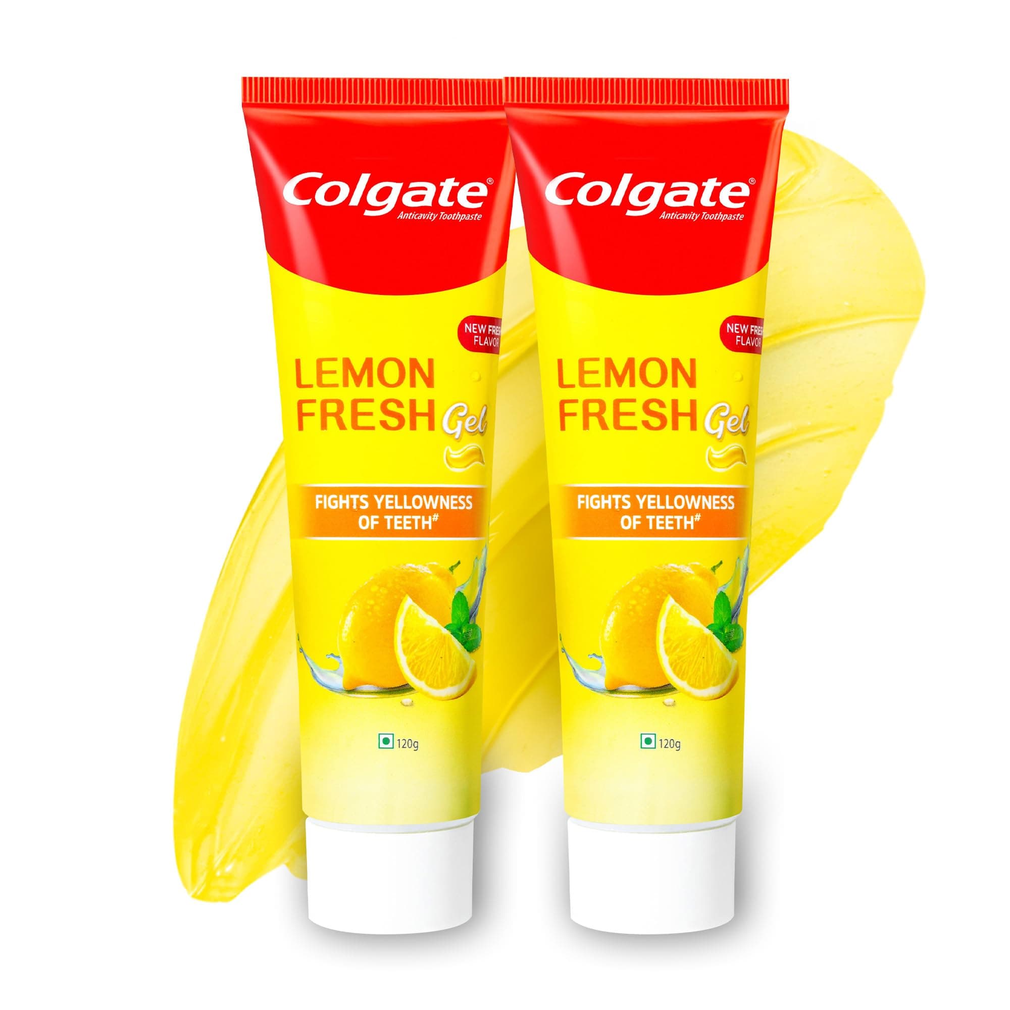 Colgate Lemon Fresh Gel Toothpaste, Fights Yellowness of Teeth, Freshens Breath 120gm/4.3 Oz (240g (120g x 2))