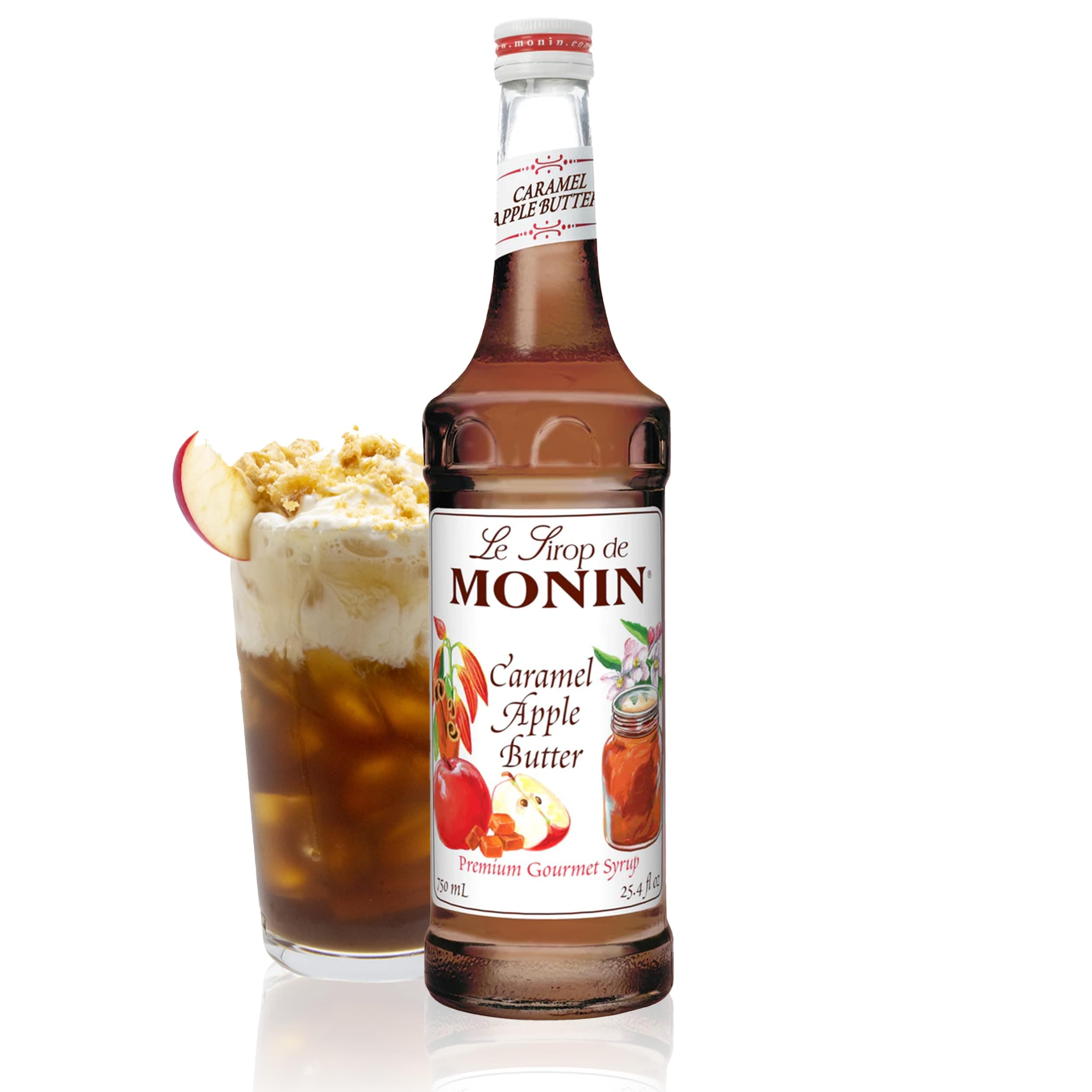 Caramel Apple Butter Syrup, Buttery Caramel and Cooked Apple Flavor, Natural Flavors, Great for Hot Lattes, Ciders, and Seasonal Cocktails, Non-GMO, Gluten-Free (750 ml)