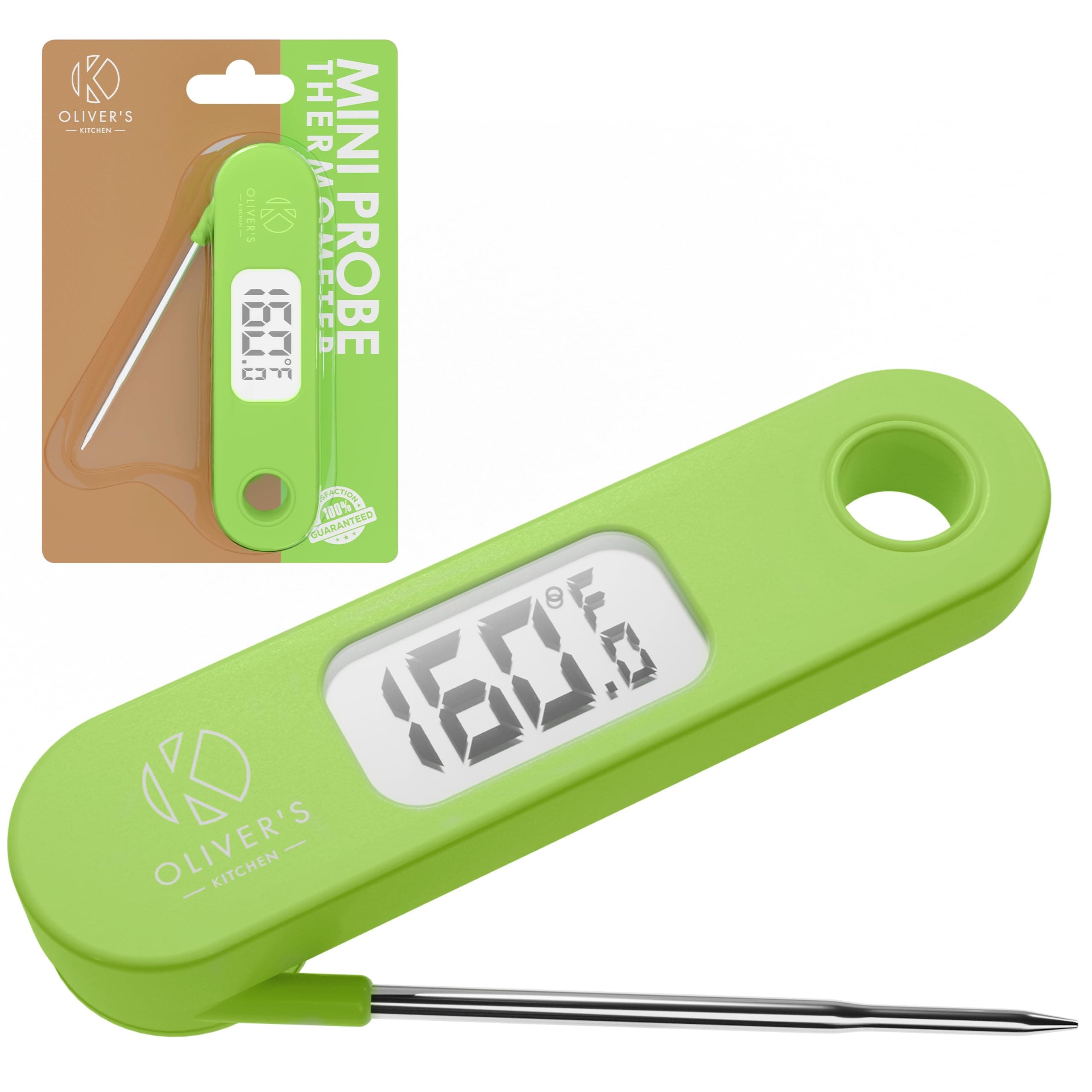 Oliver's KitchenInstant Read Digital Meat Probe Thermometer - Super Fast & Accurate - Simple & Easy To Read & Use Large LCD Display - For Grilling, BBQ, Cooking, Baking and more