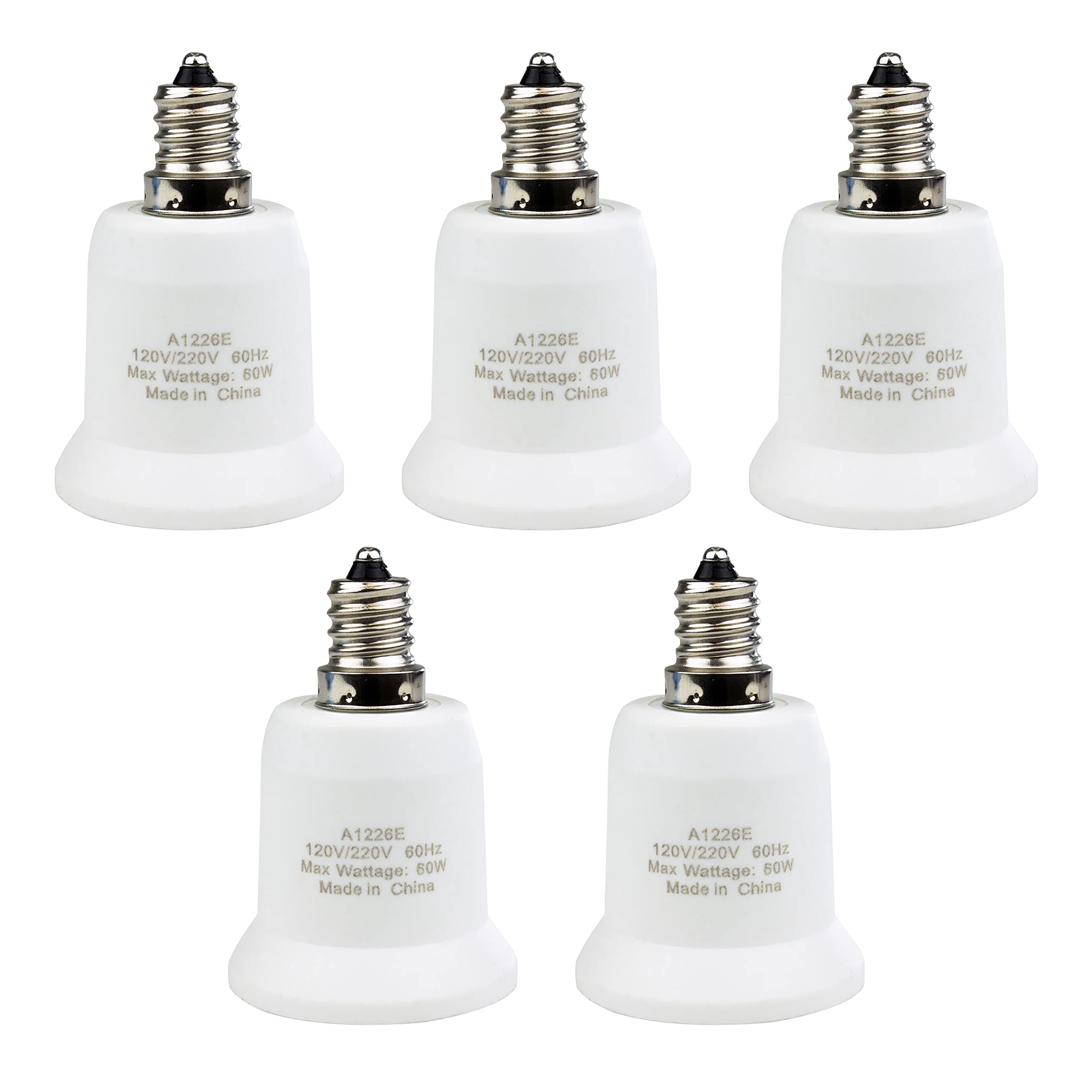 Newhouse Lighting A1226E-5 Candelabra To Standard Bulb Adapter, 5 Pack