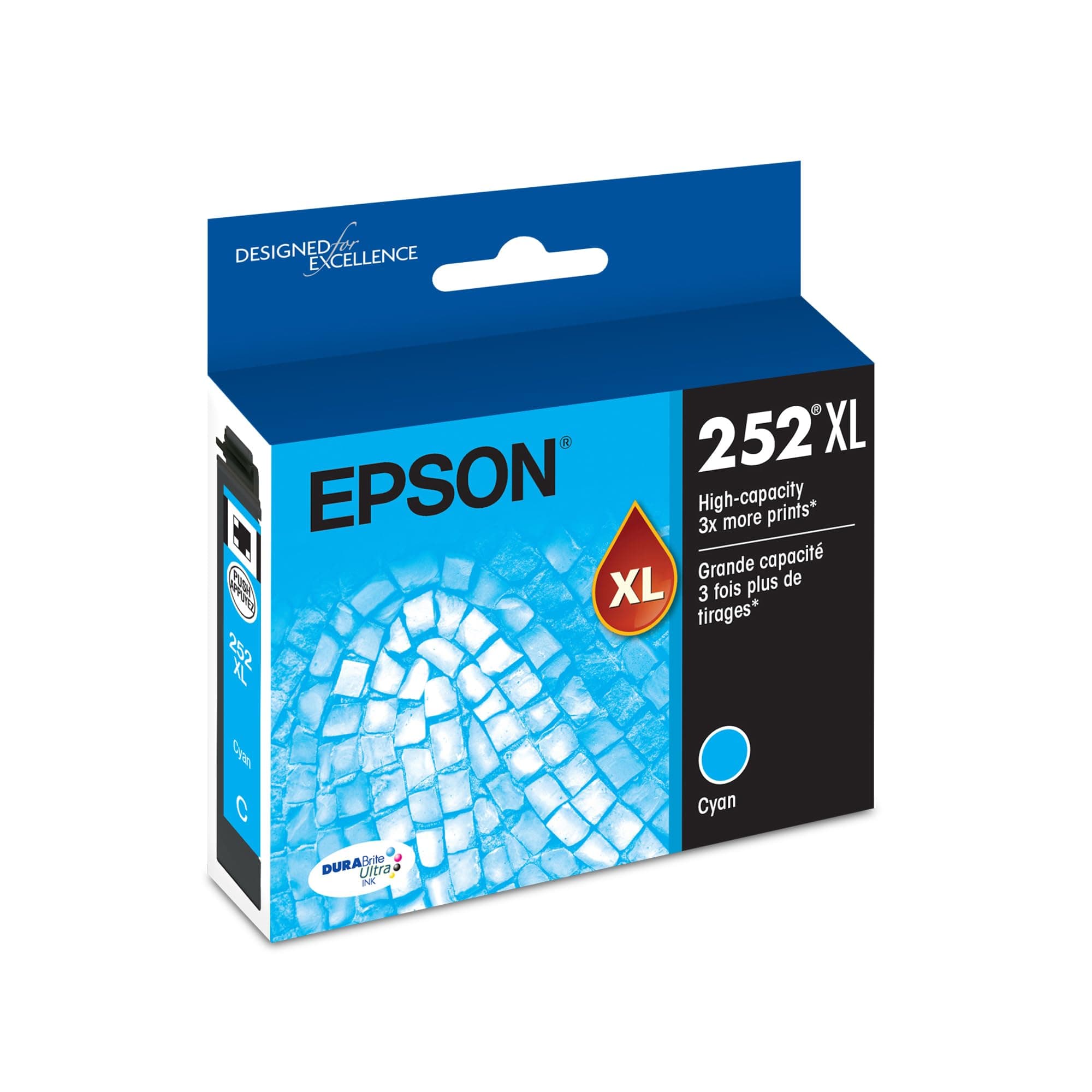 EPSON 252 DURABrite Ultra Ink High Capacity Cyan Cartridge (T252XL220-S) Works with WorkForce WF-3620, 3640, 7110, 7610, 7620, 7710, 7720, 7210