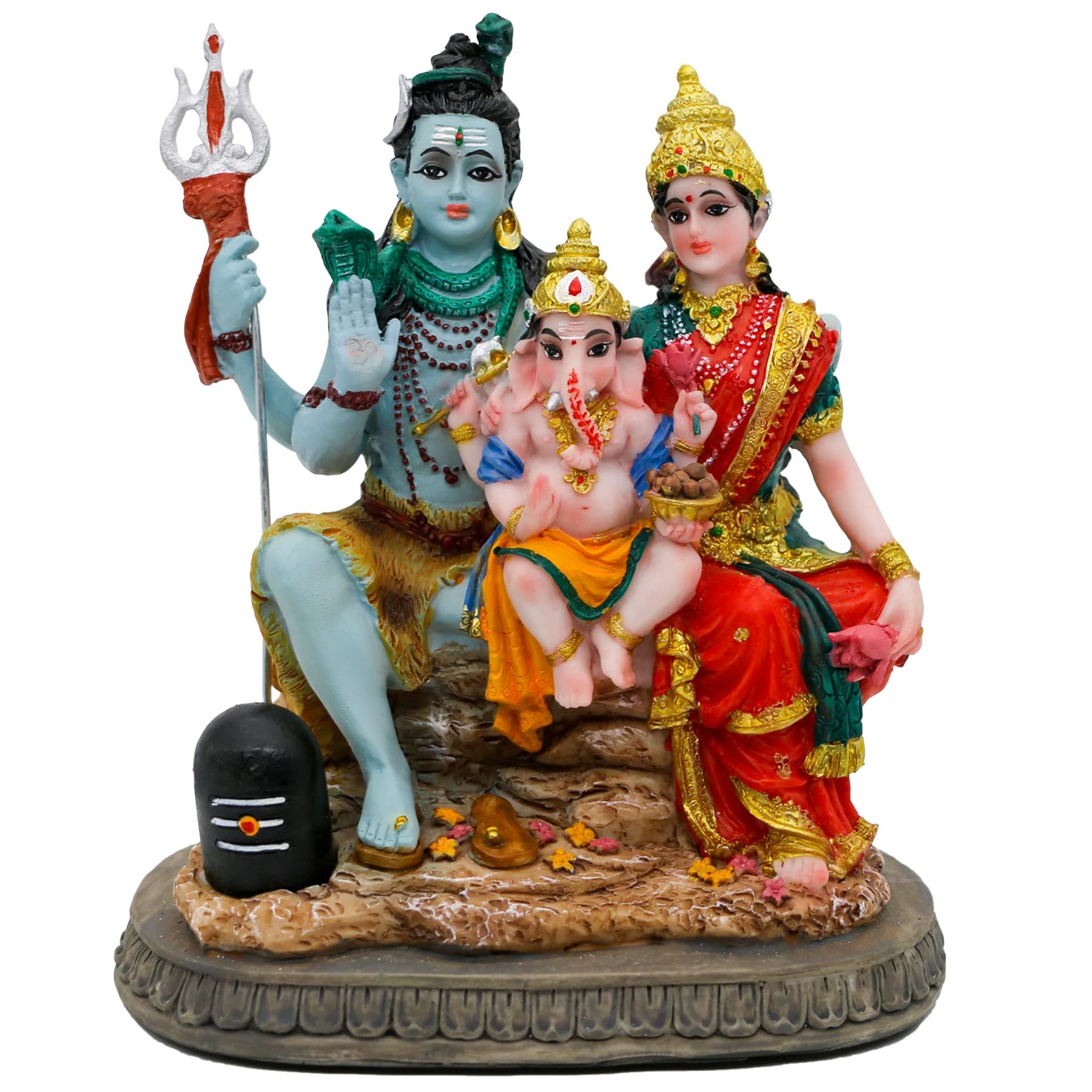 India God Shiva Family Statue - 6.1'H Hindu Idols Shiva Family Sculpture Ganesh Parvati Murti Moorti Pooja Idol Diwali Gifts Puja Gifts Home Office Temple Mandir Altar Decor