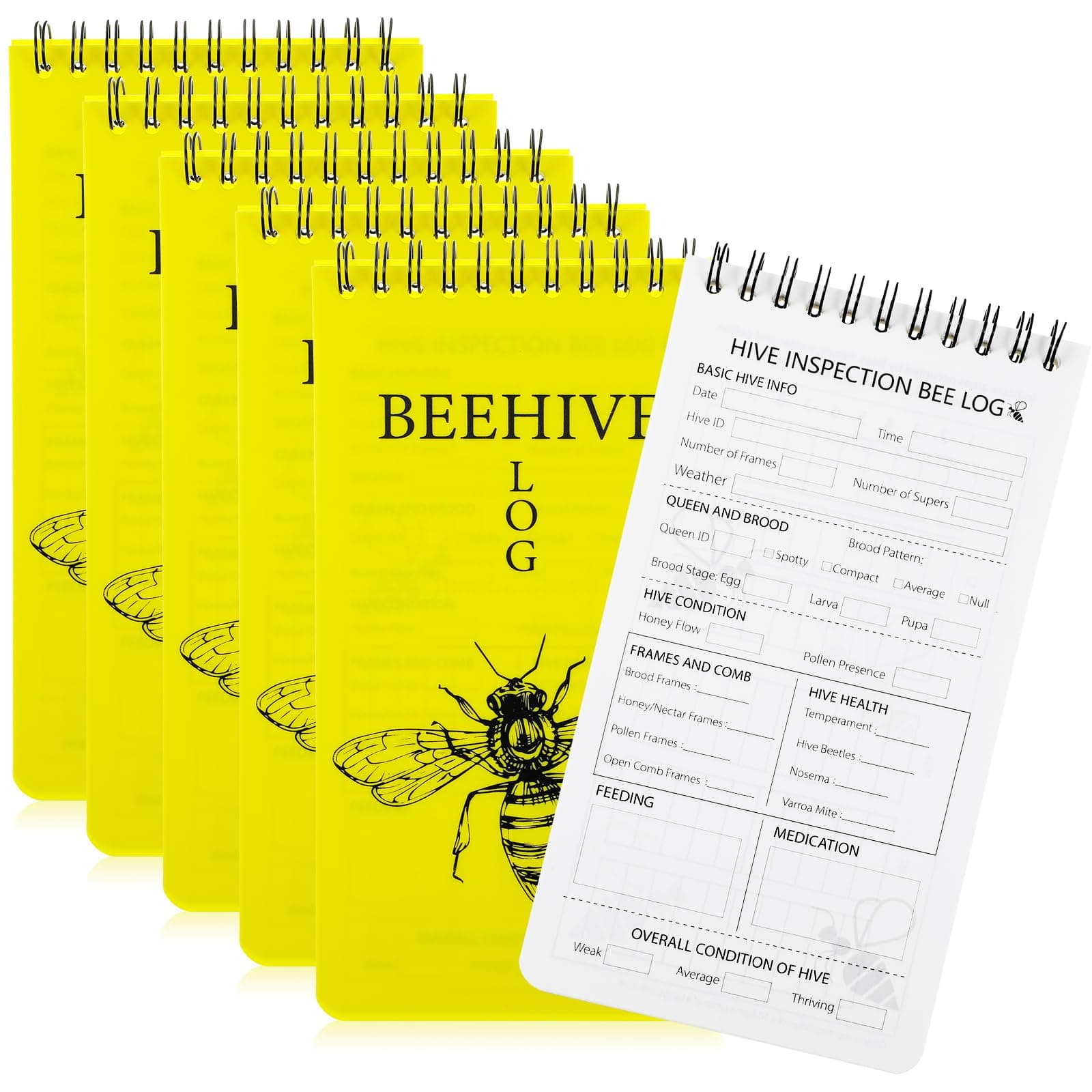 PerKoop 3 Pack Beekeeping Log Book Beekeepers Tracking Journal Beehive Log Waterproof Bee Hive Inspection Notebook Gift for Beekeepers Honey Bee Farming Tracker, 4 x 7.5 Inch