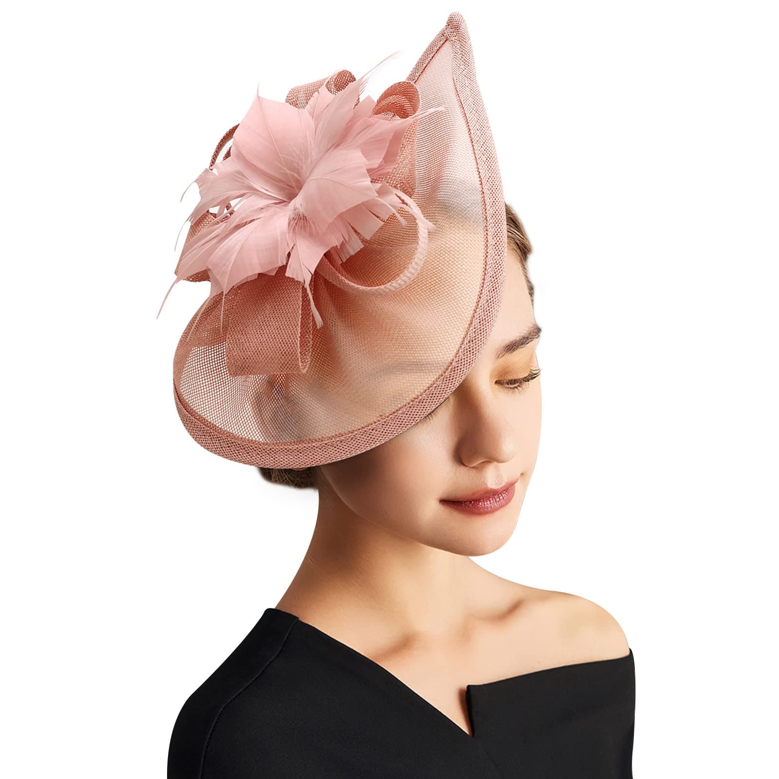 DRESHOW Women Fascinator Hats Tea Party Hat Vintage Pillbox Hat Headband for ...