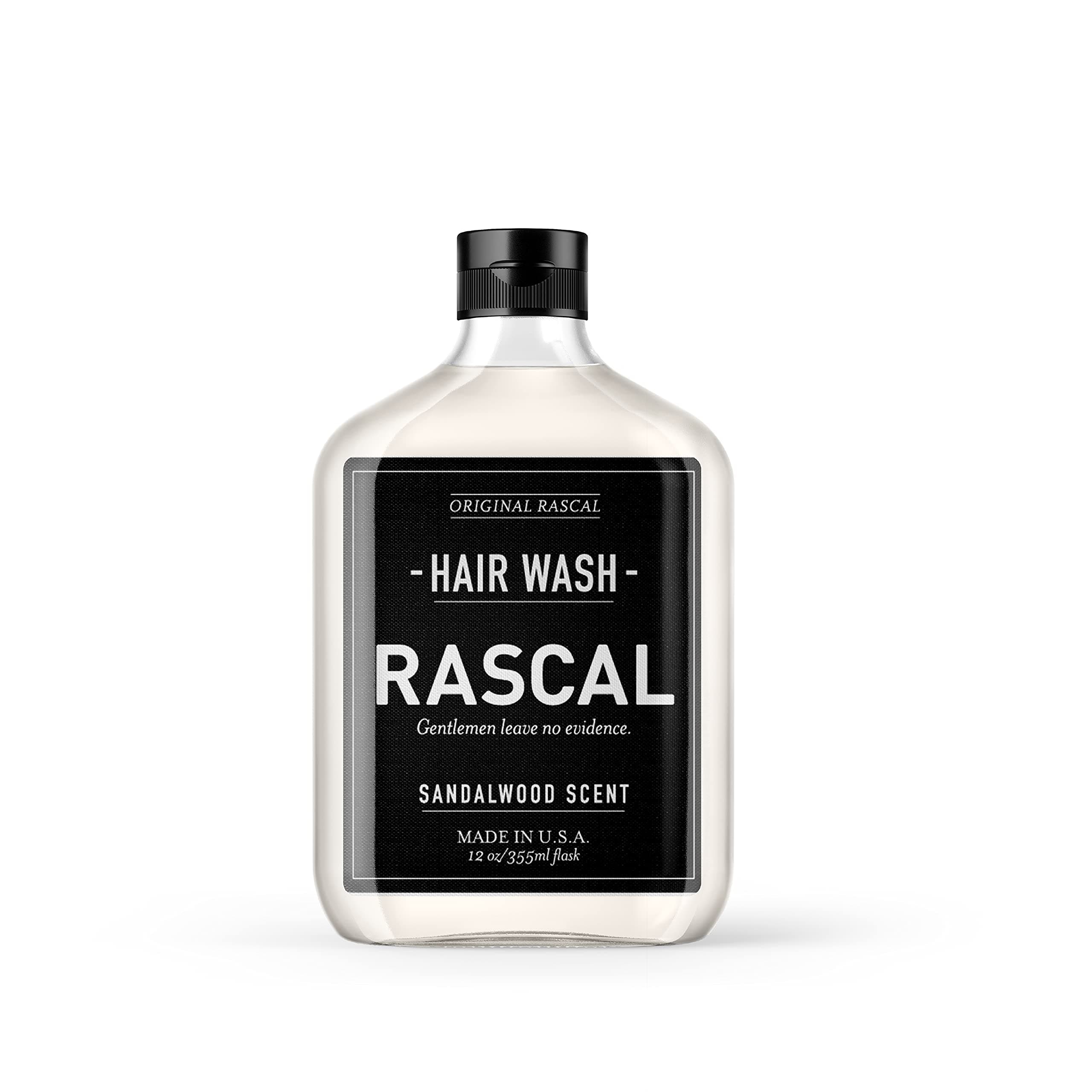 Rascal Hair Wash for Men - Natural Men's Shampoo with Coconut Oil & Aloe, Hydrating, Deep Cleansing, and Nourishing Formula, Shampoo for All Hair Types, Fresh Sandalwood Scent, Smooth & Silky - 12 Oz