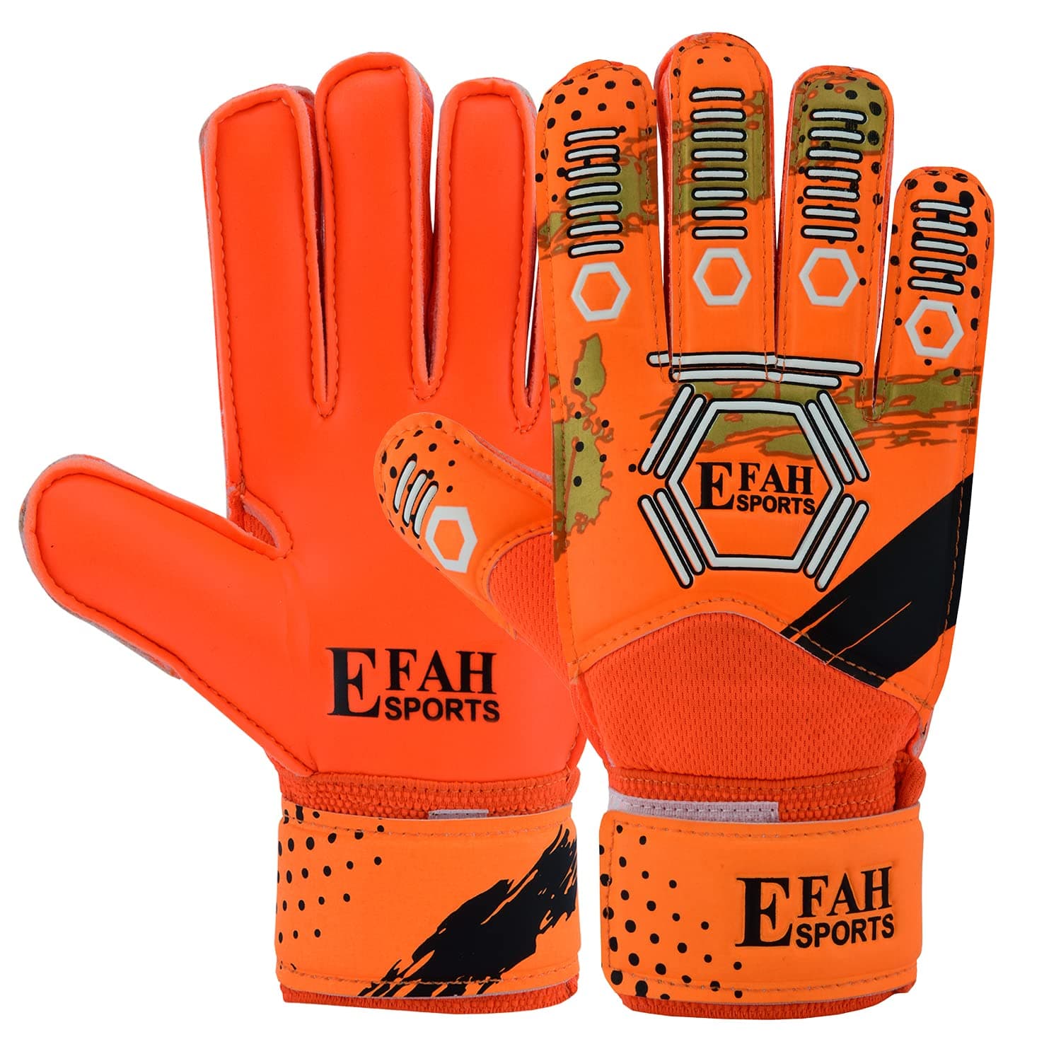 Soccer Goalkeeper Gloves for Kids Boys Children Youth Football Goalie Gloves with Strong Grip Palms (Size 6, Orange/Golden)